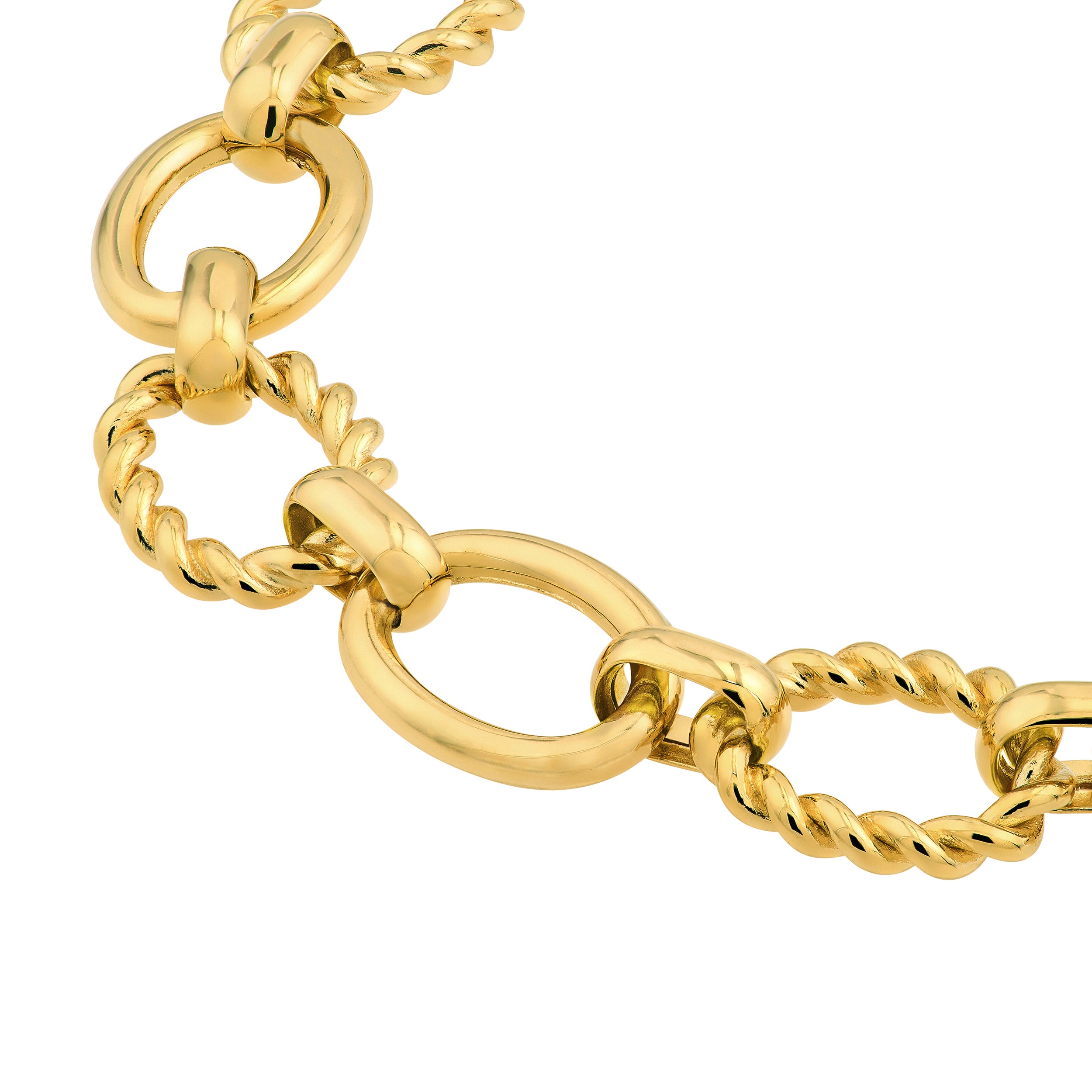 7" POLISHED TEXTURED OVAL LINK BRACELET | 14K YELLOW GOLD | MF044033-14Y - Brownlee Jewelers