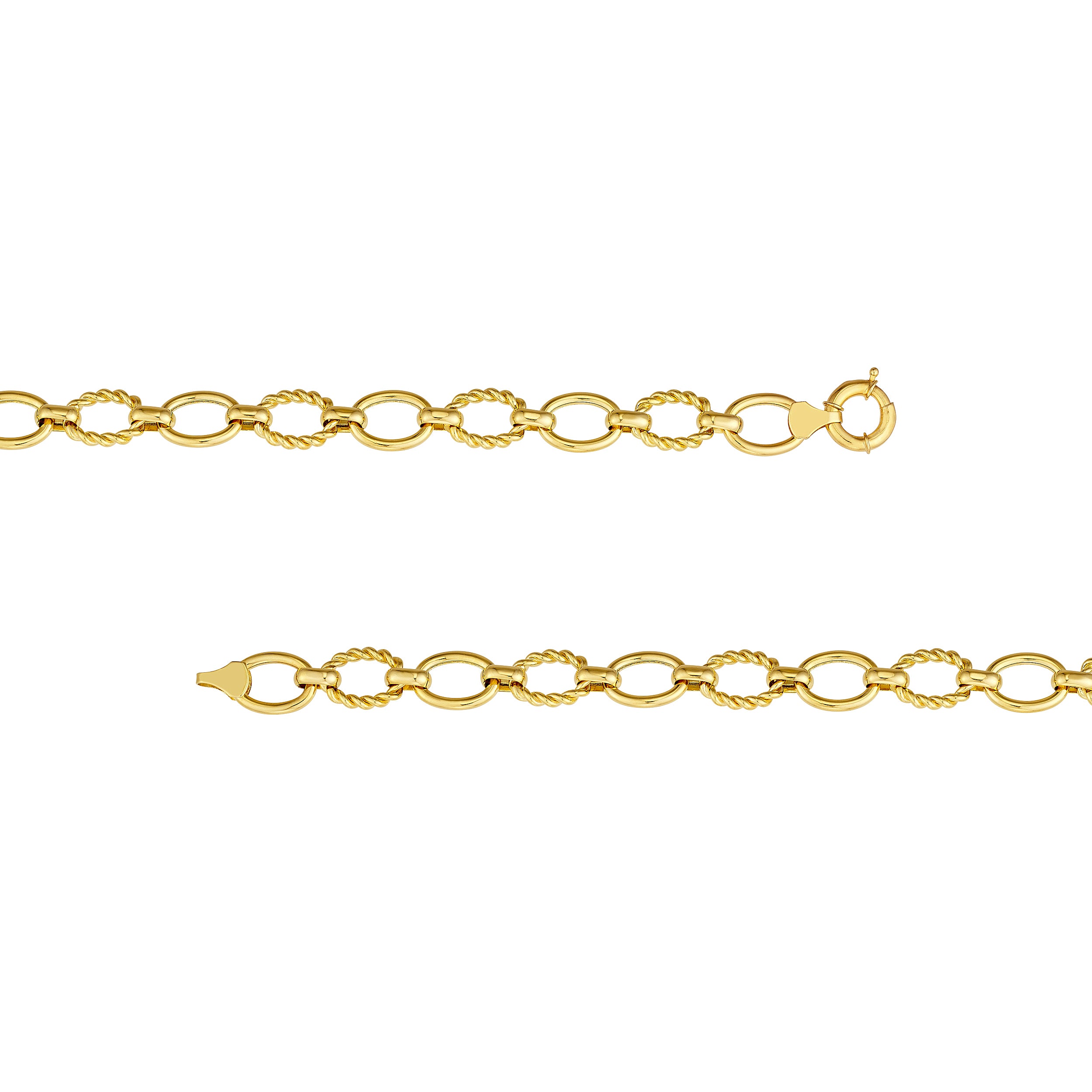 7" POLISHED TEXTURED OVAL LINK BRACELET | 14K YELLOW GOLD | MF044033-14Y - Brownlee Jewelers