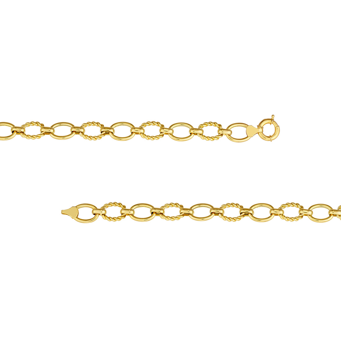 7" POLISHED TEXTURED OVAL LINK BRACELET | 14K YELLOW GOLD | MF044033-14Y - Brownlee Jewelers