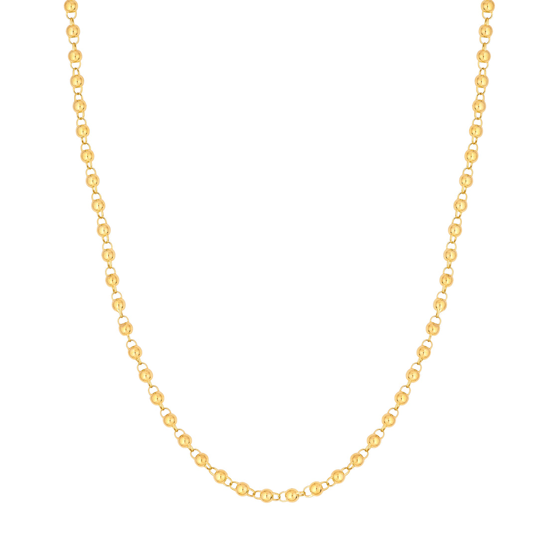 19.75" 3.9MM ROUND BEAD CHAIN NECKLACE | 14K YELLOW GOLD | MF044081-14Y - Brownlee Jewelers