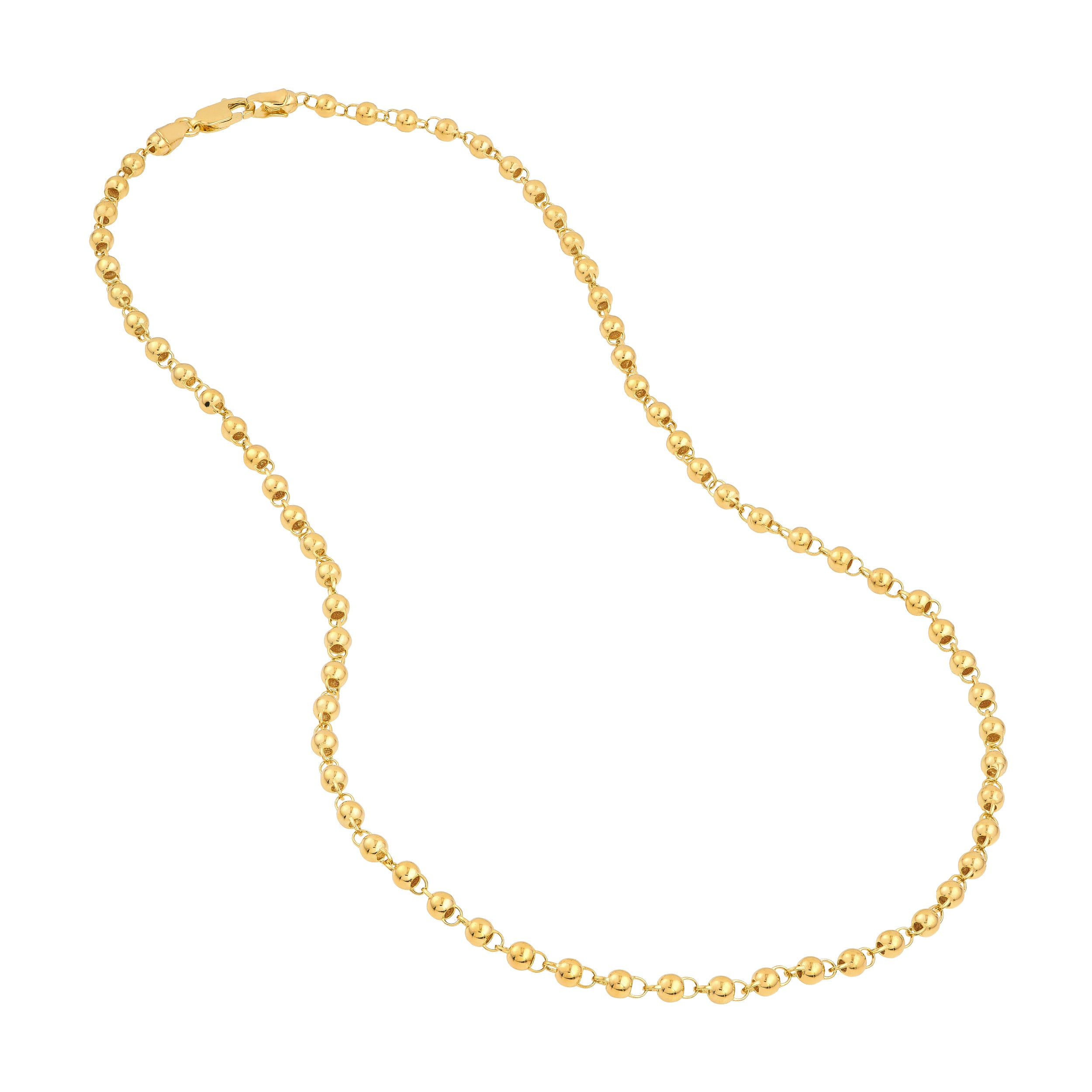 19.75" 3.9MM ROUND BEAD CHAIN NECKLACE | 14K YELLOW GOLD | MF044081-14Y - Brownlee Jewelers