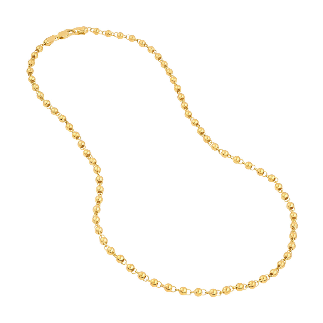 19.75" 3.9MM ROUND BEAD CHAIN NECKLACE | 14K YELLOW GOLD | MF044081-14Y - Brownlee Jewelers