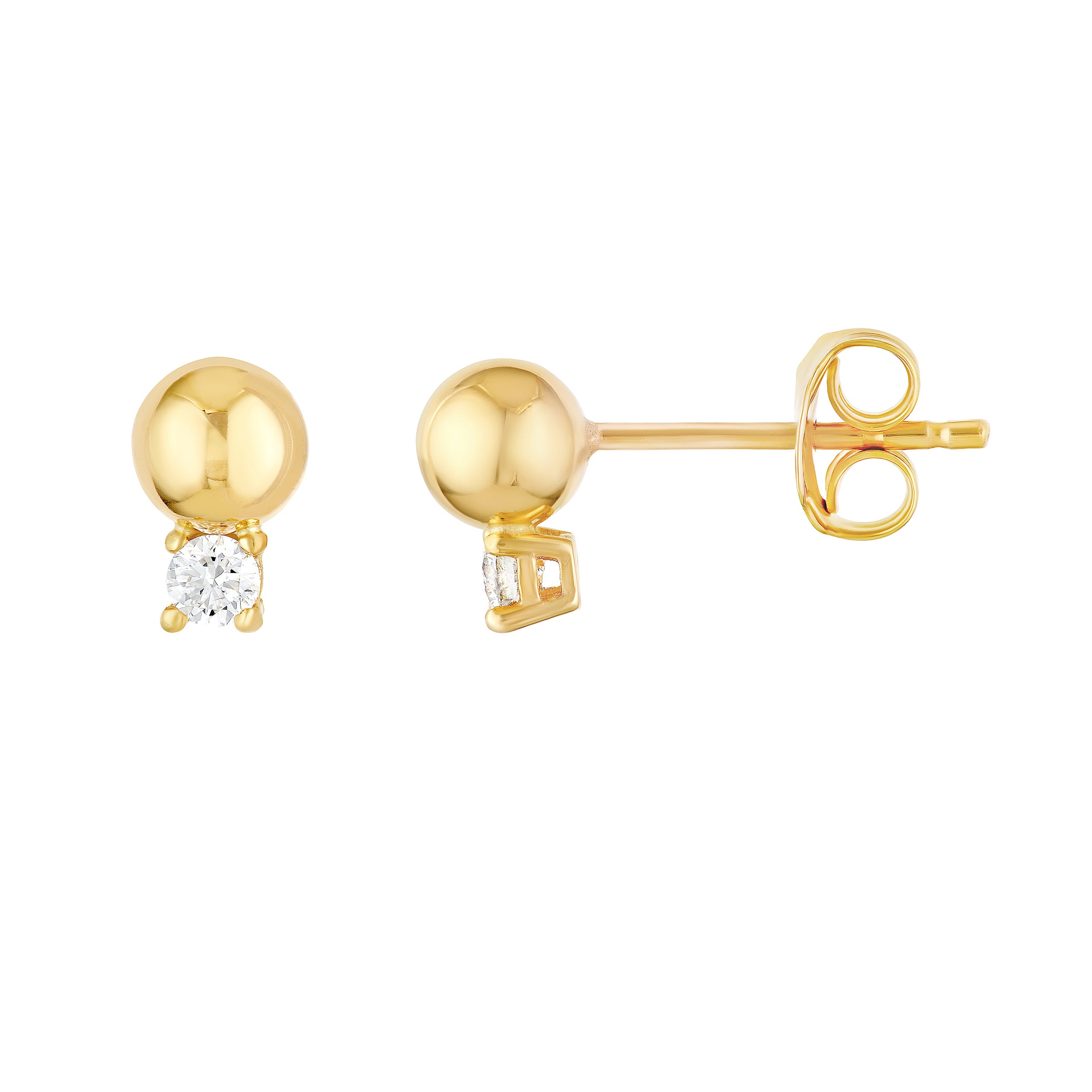 DIAMOND BEAD STUD EARRINGS | 14K YELLOW GOLD | MF045128-14Y - Brownlee Jewelers