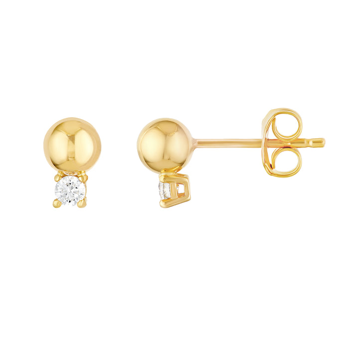 DIAMOND BEAD STUD EARRINGS | 14K YELLOW GOLD | MF045128-14Y - Brownlee Jewelers