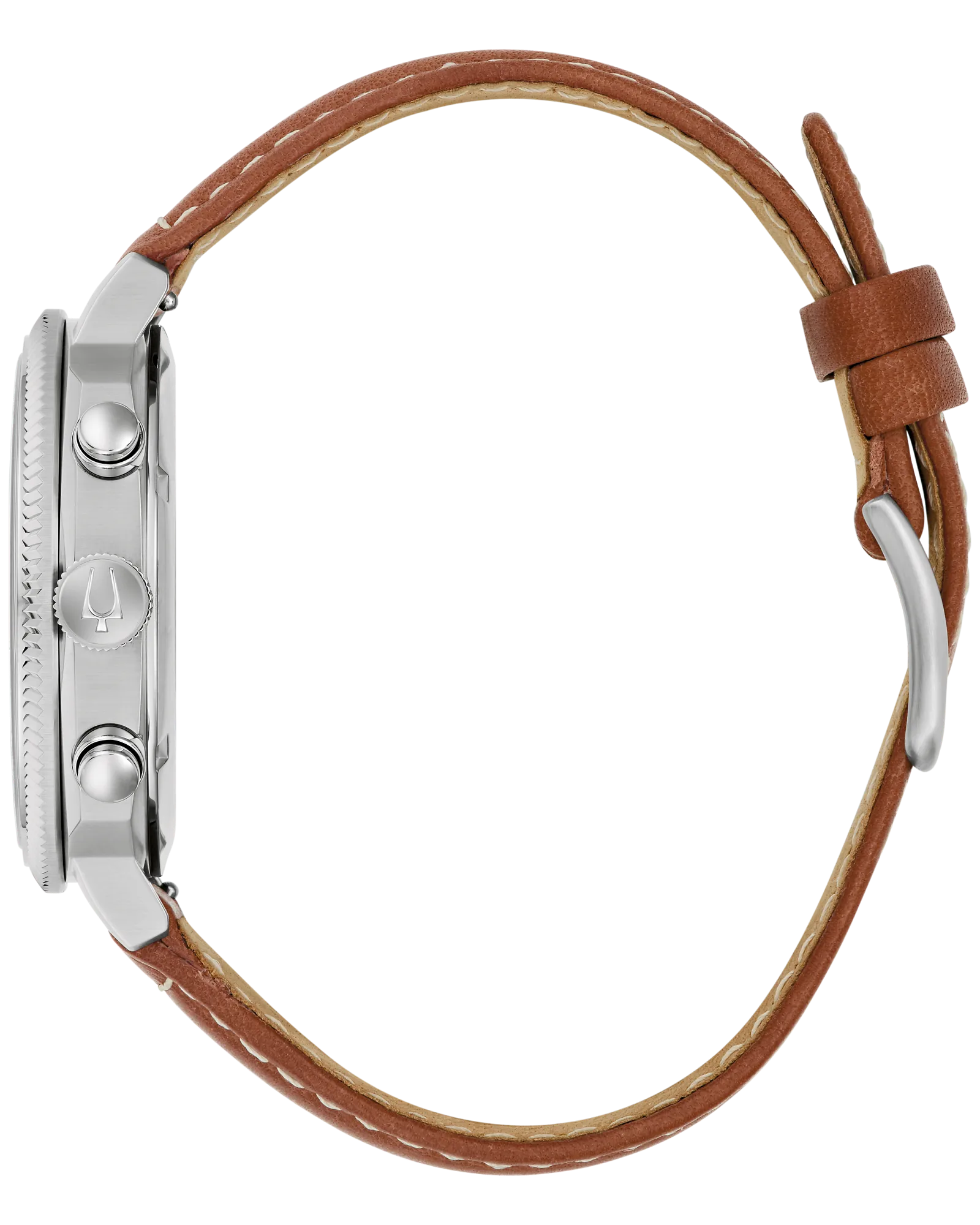 Bulova Military Men's Stainless Steel High Precision Quartz Chronograph Watch with a Green Dial and a Brown Leather Strap