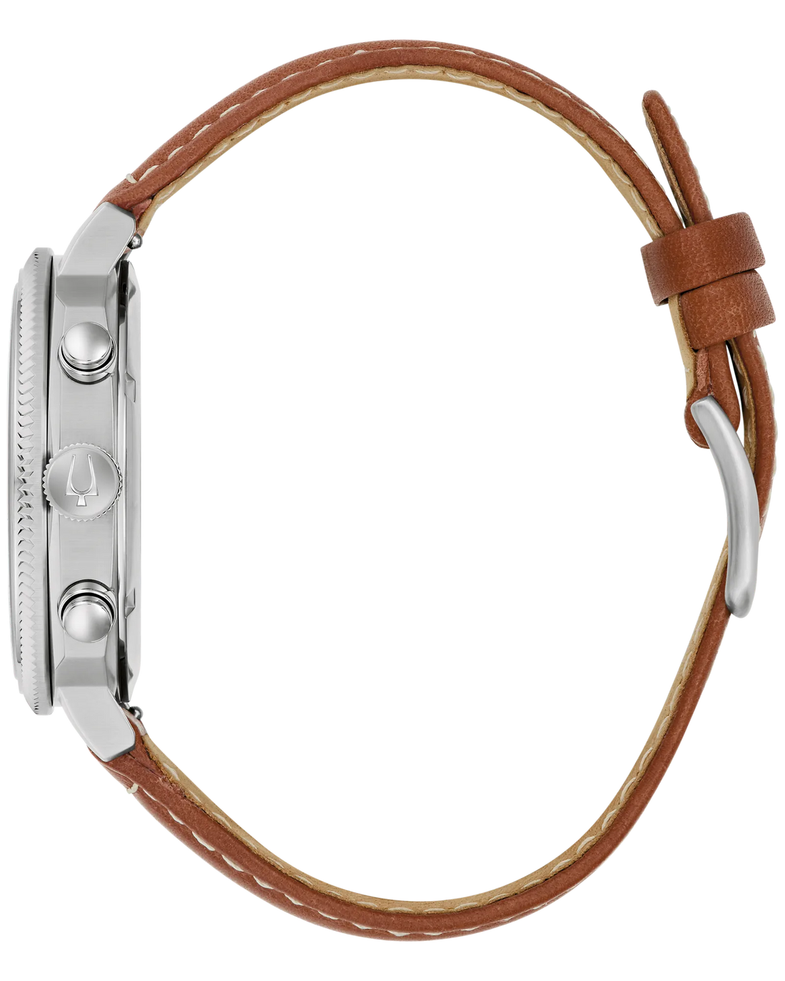 Bulova Military Men's Stainless Steel High Precision Quartz Chronograph Watch with a Green Dial and a Brown Leather Strap