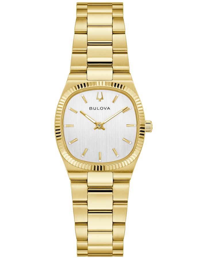 Bulova Super Seville Mini | 25mm Gold-Tone Stainless Steel Watch | Silver Dial | Sapphire Crystal | 97L189 - Brownee Jewelers