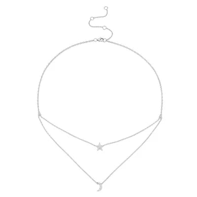 Diamond  pave Moon & Star pendant