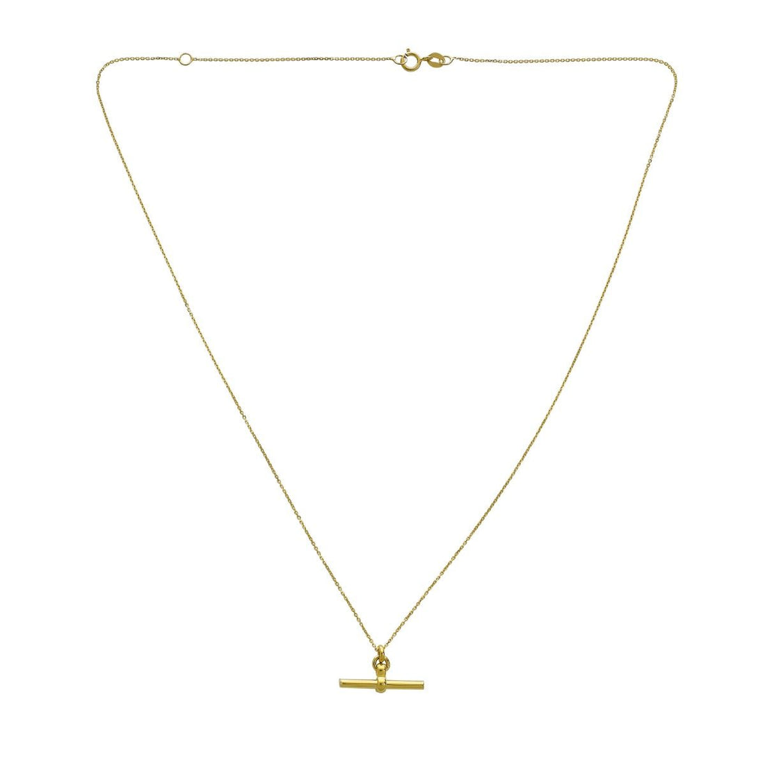 T-Bar Pendant Necklace with 18 Inch Chain and Spring Ring Clasp all in 14K Yellow Gold