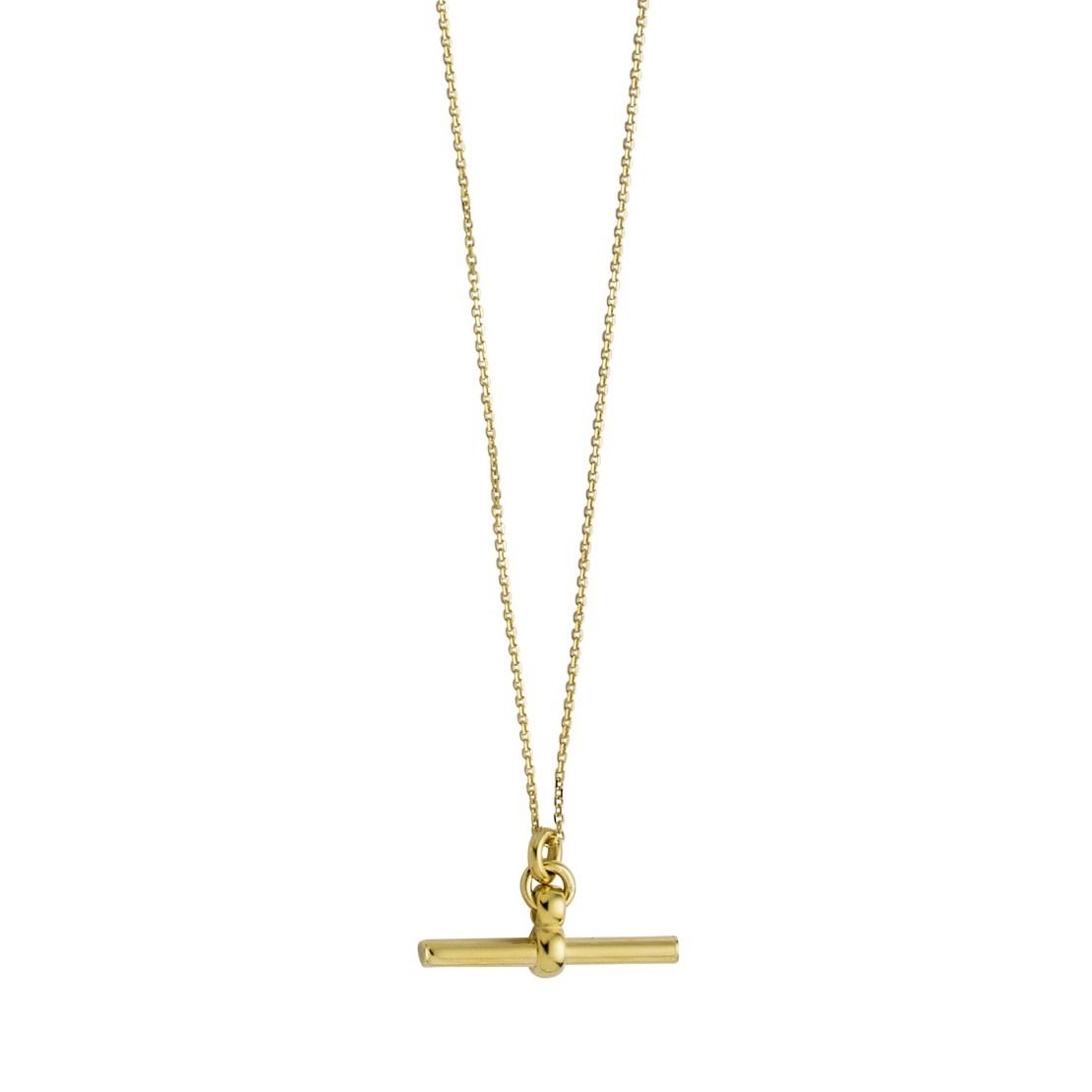 T-Bar Pendant Necklace with 18 Inch Chain and Spring Ring Clasp all in 14K Yellow Gold