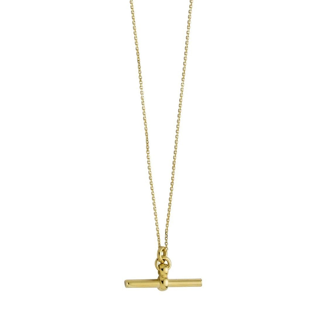 T-Bar Pendant Necklace with 18 Inch Chain and Spring Ring Clasp all in 14K Yellow Gold