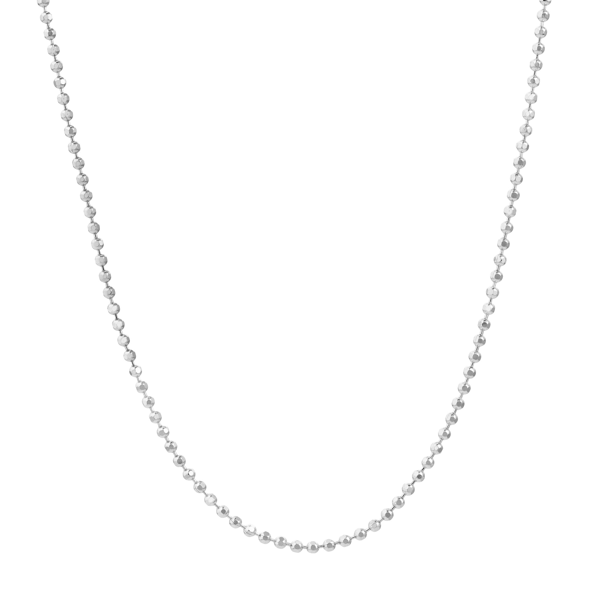 18" 1.2MM DIAMOND-CUT BEAD CHAIN NECKLACE | 14K WHITE GOLD | MZ000239-14B - Brownlee Jewelers