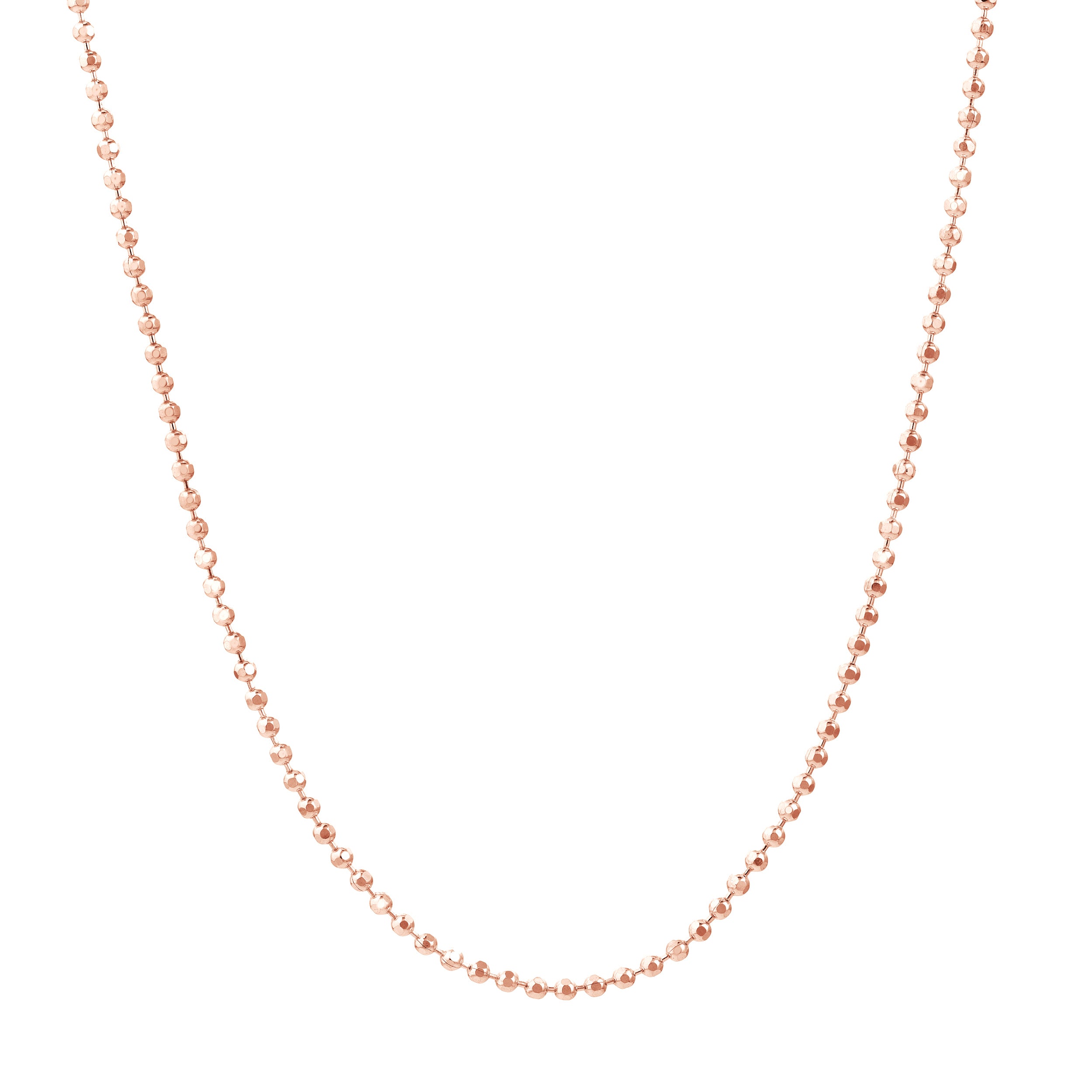 18" 1.2MM DIAMOND-CUT BEAD CHAIN NECKLACE | 14K ROSE GOLD | MZ000239-14K - Brownlee Jewelers
