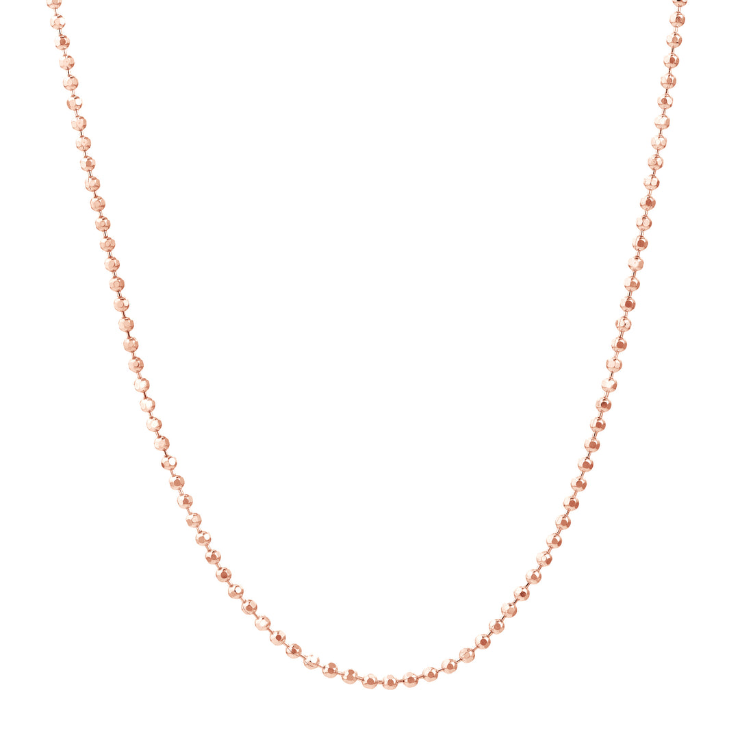 18" 1.2MM DIAMOND-CUT BEAD CHAIN NECKLACE | 14K ROSE GOLD | MZ000239-14K - Brownlee Jewelers