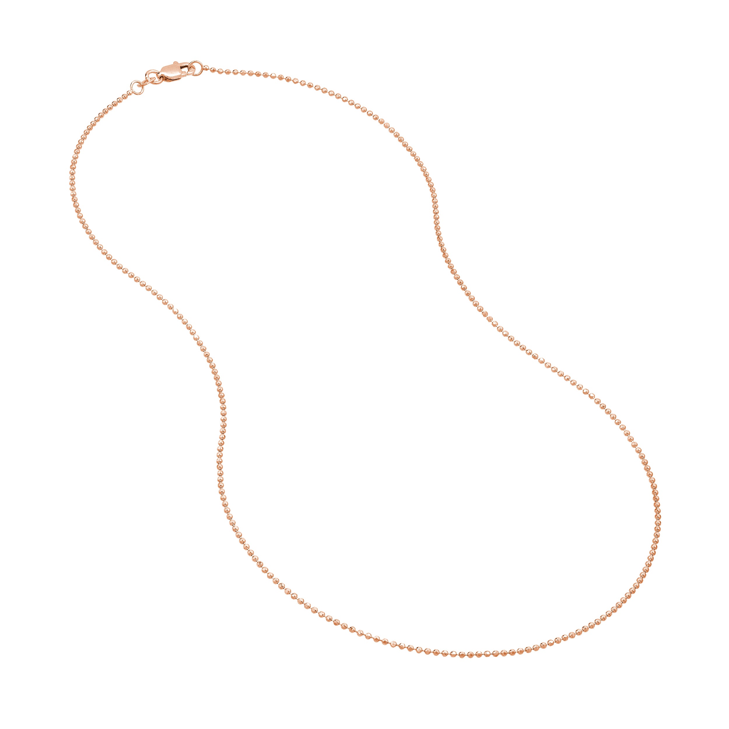 18" 1.2MM DIAMOND-CUT BEAD CHAIN NECKLACE | 14K ROSE GOLD | MZ000239-14K - Brownlee Jewelers