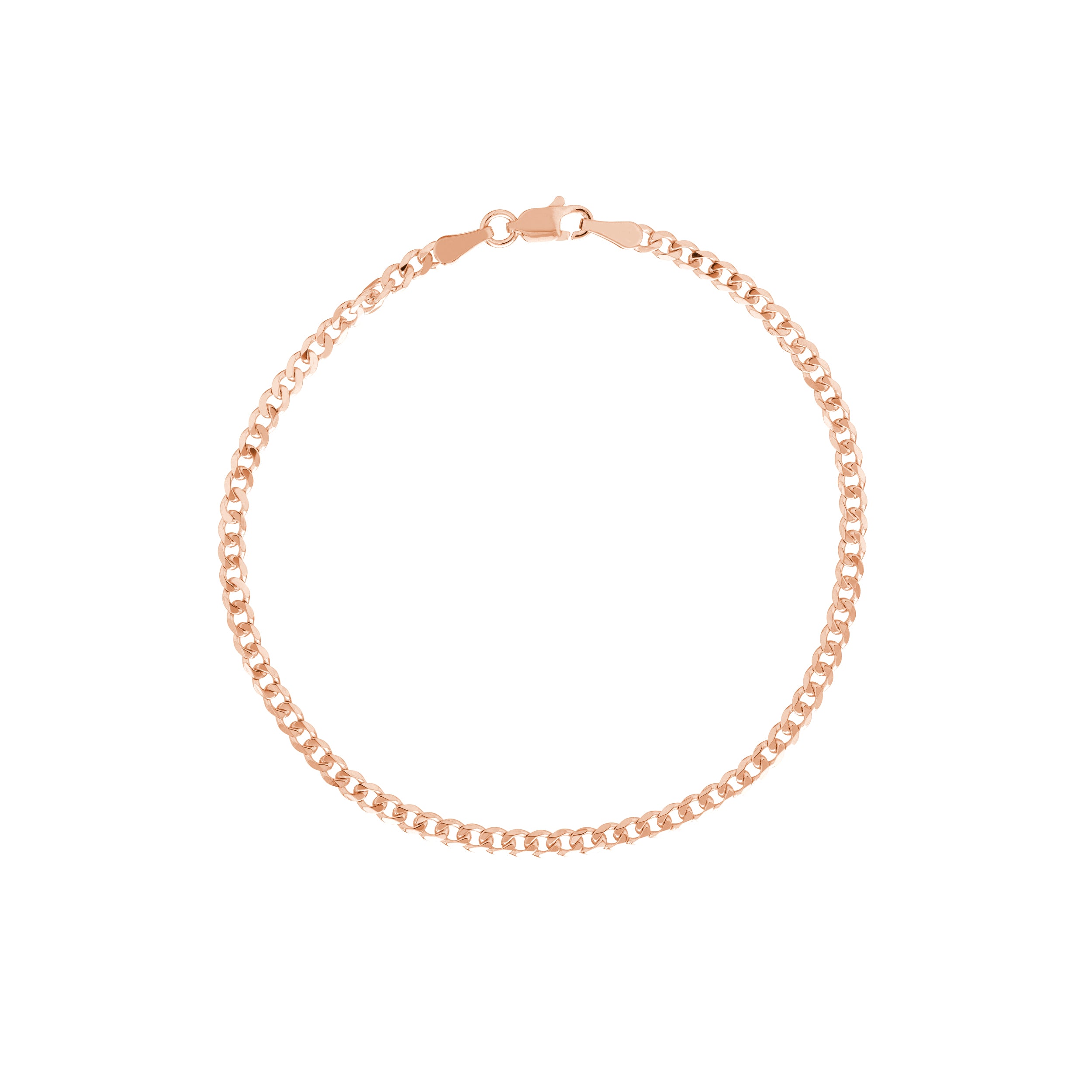 7.25" 2.7MM DIAMOND-CUT CURB CHAIN BRACELET | 14K ROSE GOLD | MZ001394-14K - Brownlee Jewelers