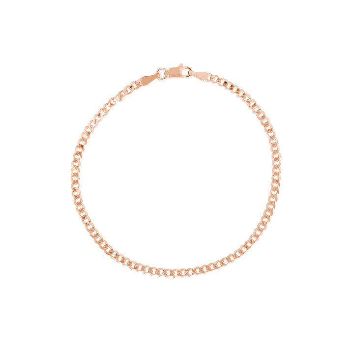 7.25" 2.7MM DIAMOND-CUT CURB CHAIN BRACELET | 14K ROSE GOLD | MZ001394-14K - Brownlee Jewelers