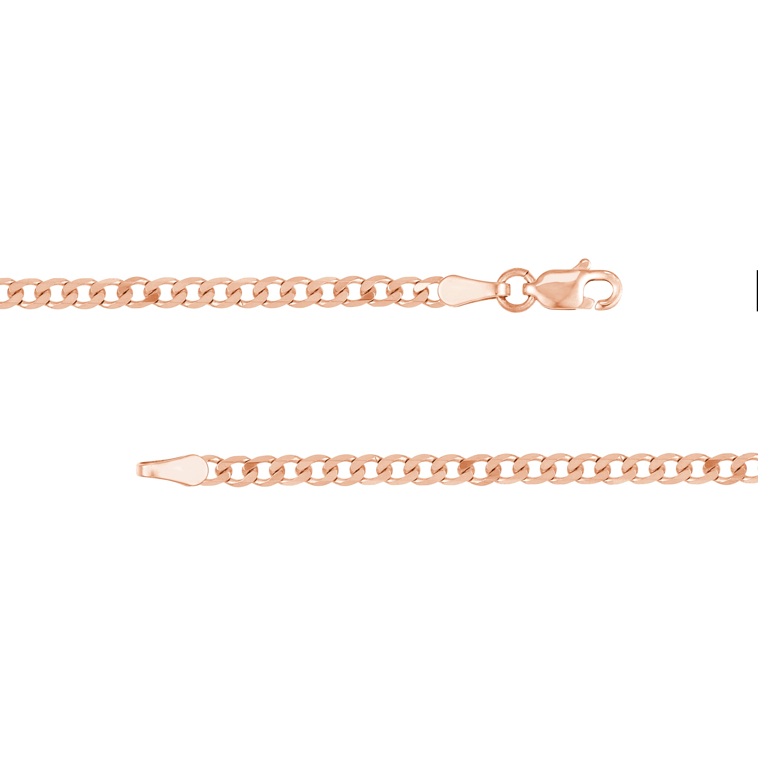 7.25" 2.7MM DIAMOND-CUT CURB CHAIN BRACELET | 14K ROSE GOLD | MZ001394-14K - Brownlee Jewelers