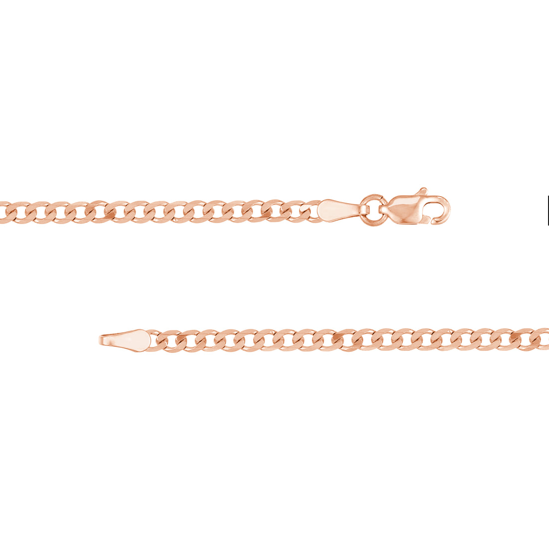 7.25" 2.7MM DIAMOND-CUT CURB CHAIN BRACELET | 14K ROSE GOLD | MZ001394-14K - Brownlee Jewelers