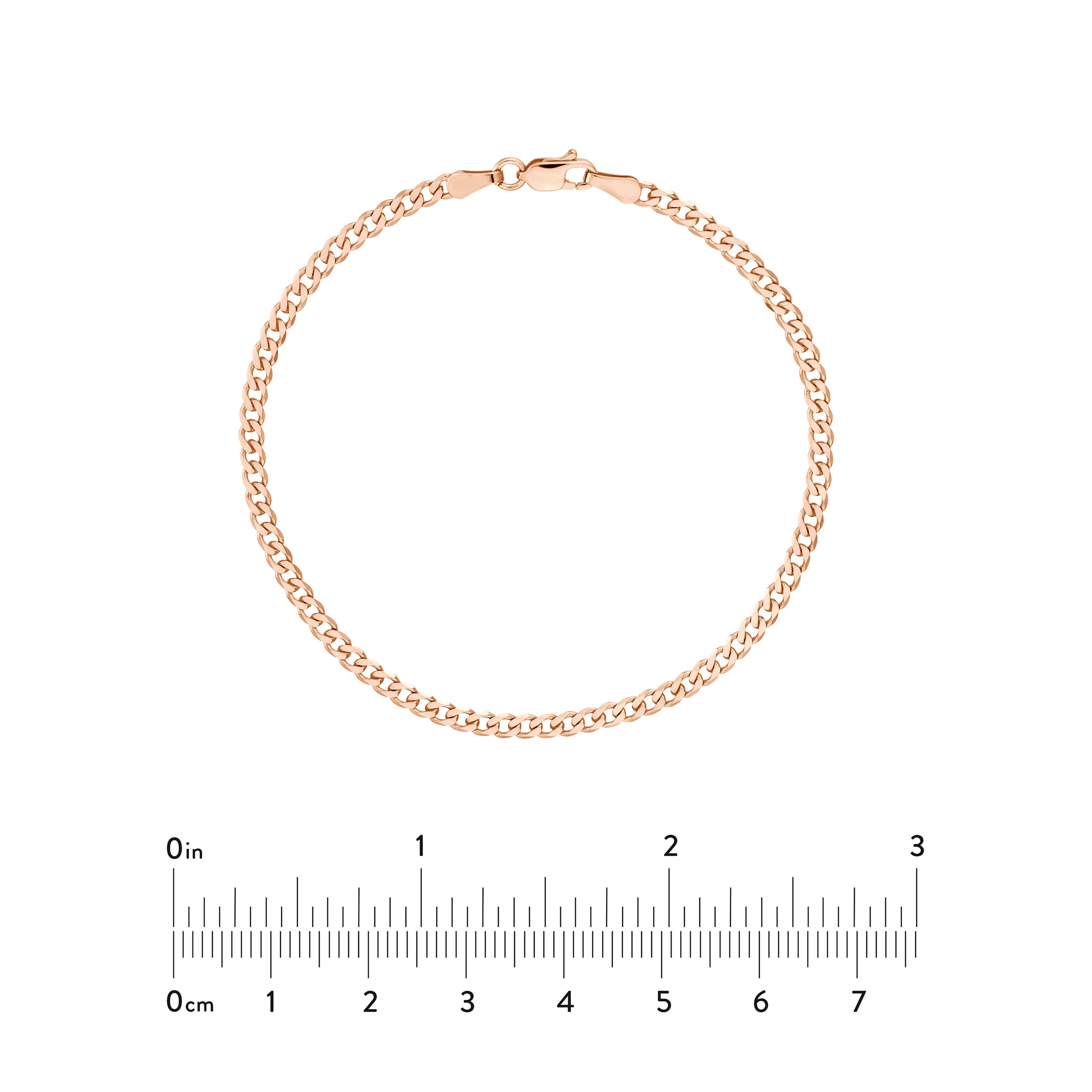 7.25" 2.7MM DIAMOND-CUT CURB CHAIN BRACELET | 14K ROSE GOLD | MZ001394-14K - Brownlee Jewelers