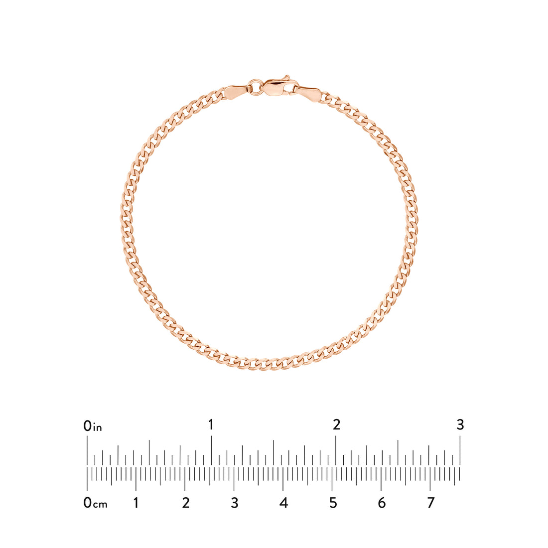7.25" 2.7MM DIAMOND-CUT CURB CHAIN BRACELET | 14K ROSE GOLD | MZ001394-14K - Brownlee Jewelers