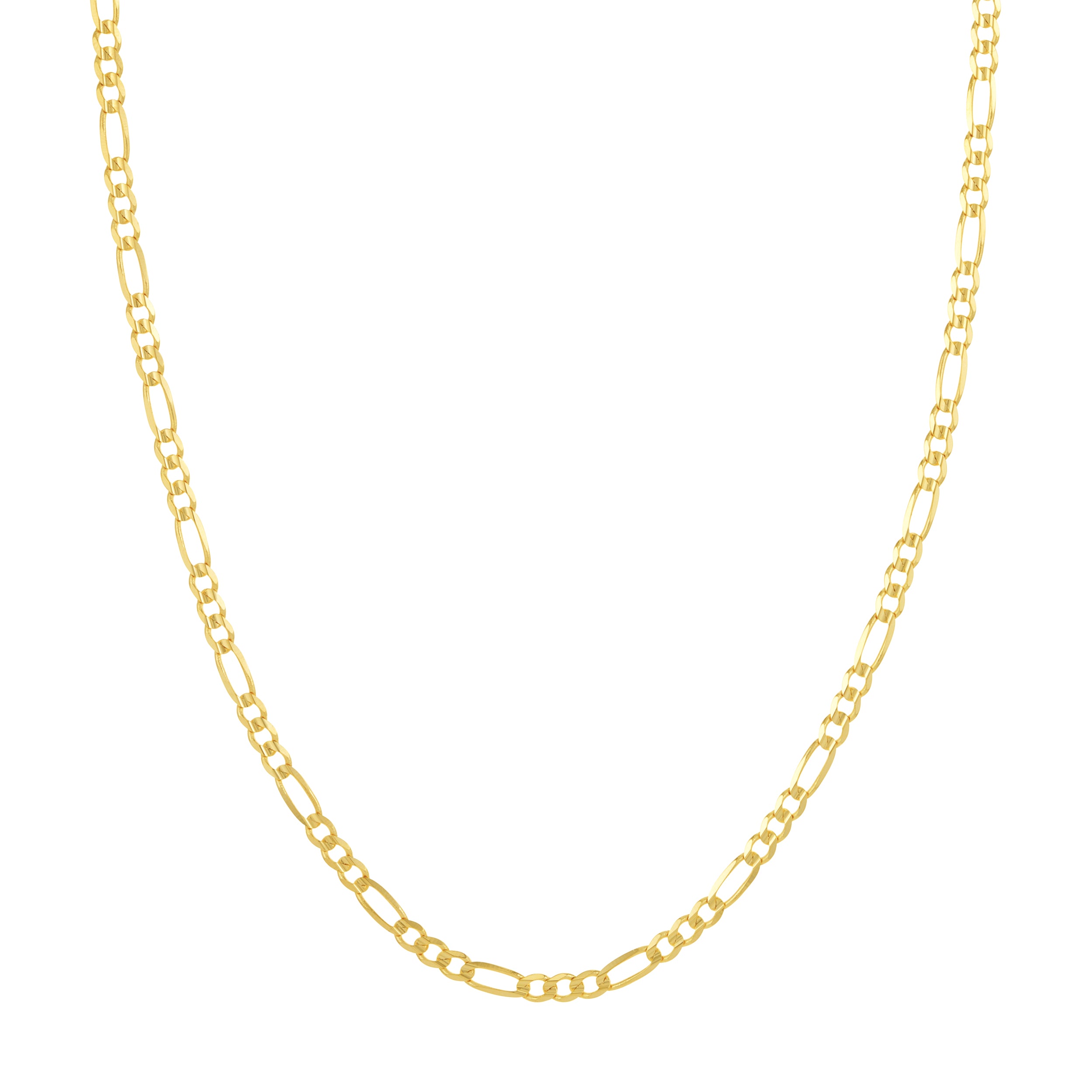 22" 3.9MM CONCAVE FIGARO CHAIN NECKLACE | 10K YELLOW GOLD | MZ001529-10Y - Brownlee Jewelers