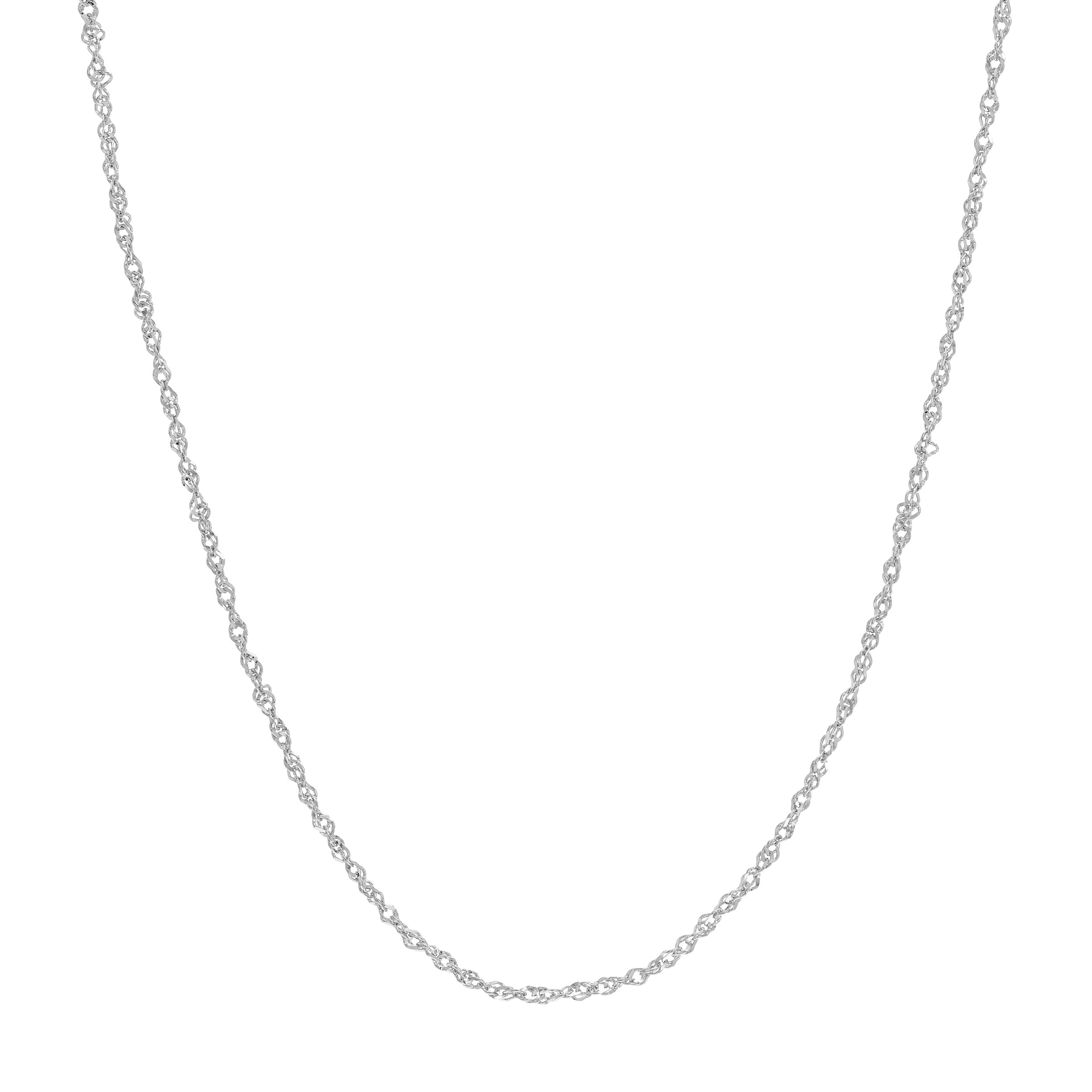 16" 0.9MM SPARKLE SINGAPORE CHAIN NECKLACE | 14K WHITE GOLD | MZ002238-14B - Brownlee Jewelers