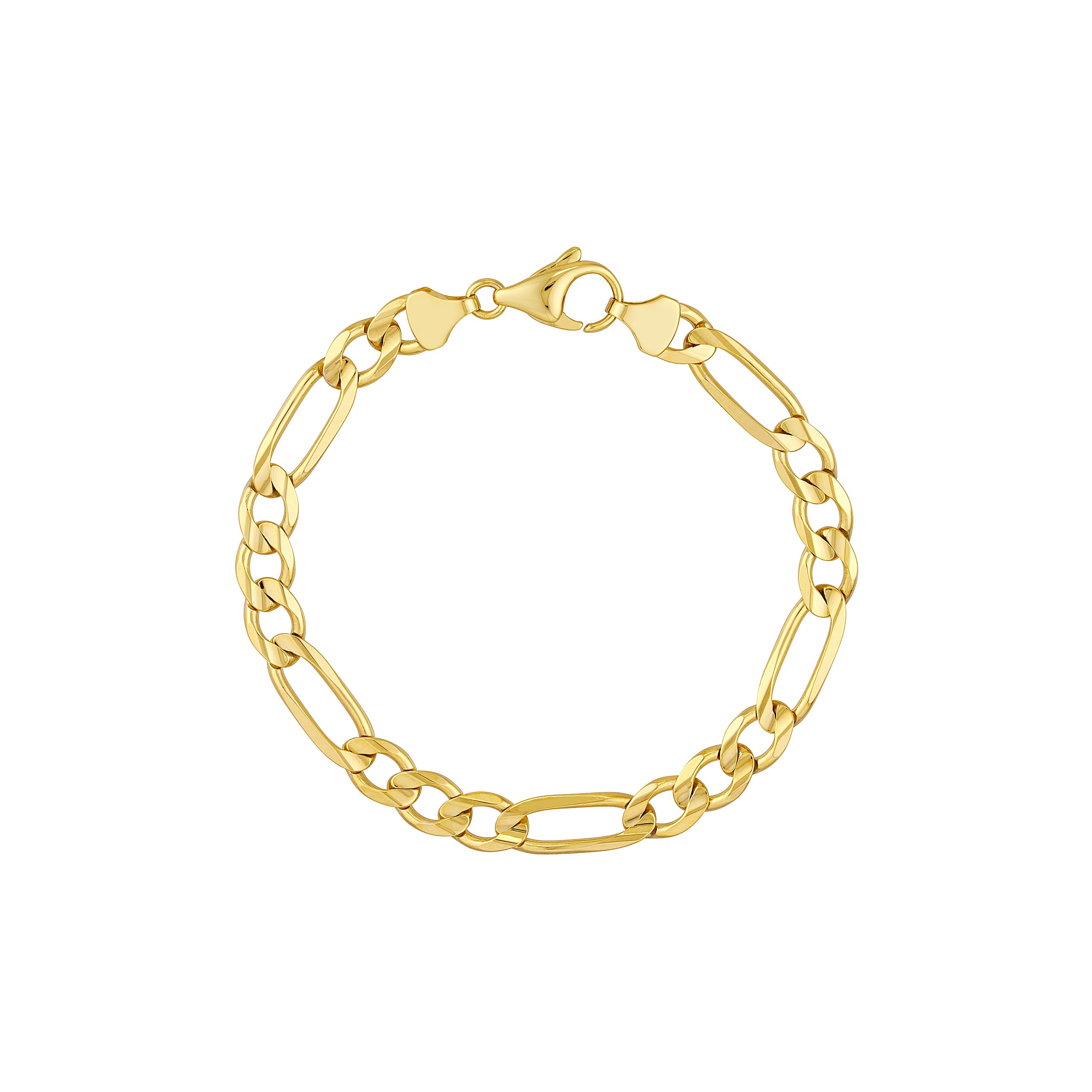 8.5" 7.3MM CONCAVE FIGARO CHAIN BRACELET | 10K YELLOW GOLD | MZ002990-10Y - Brownlee Jewelers