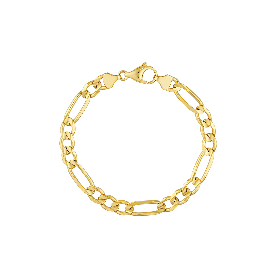 8.5" 7.3MM CONCAVE FIGARO CHAIN BRACELET | 10K YELLOW GOLD | MZ002990-10Y - Brownlee Jewelers