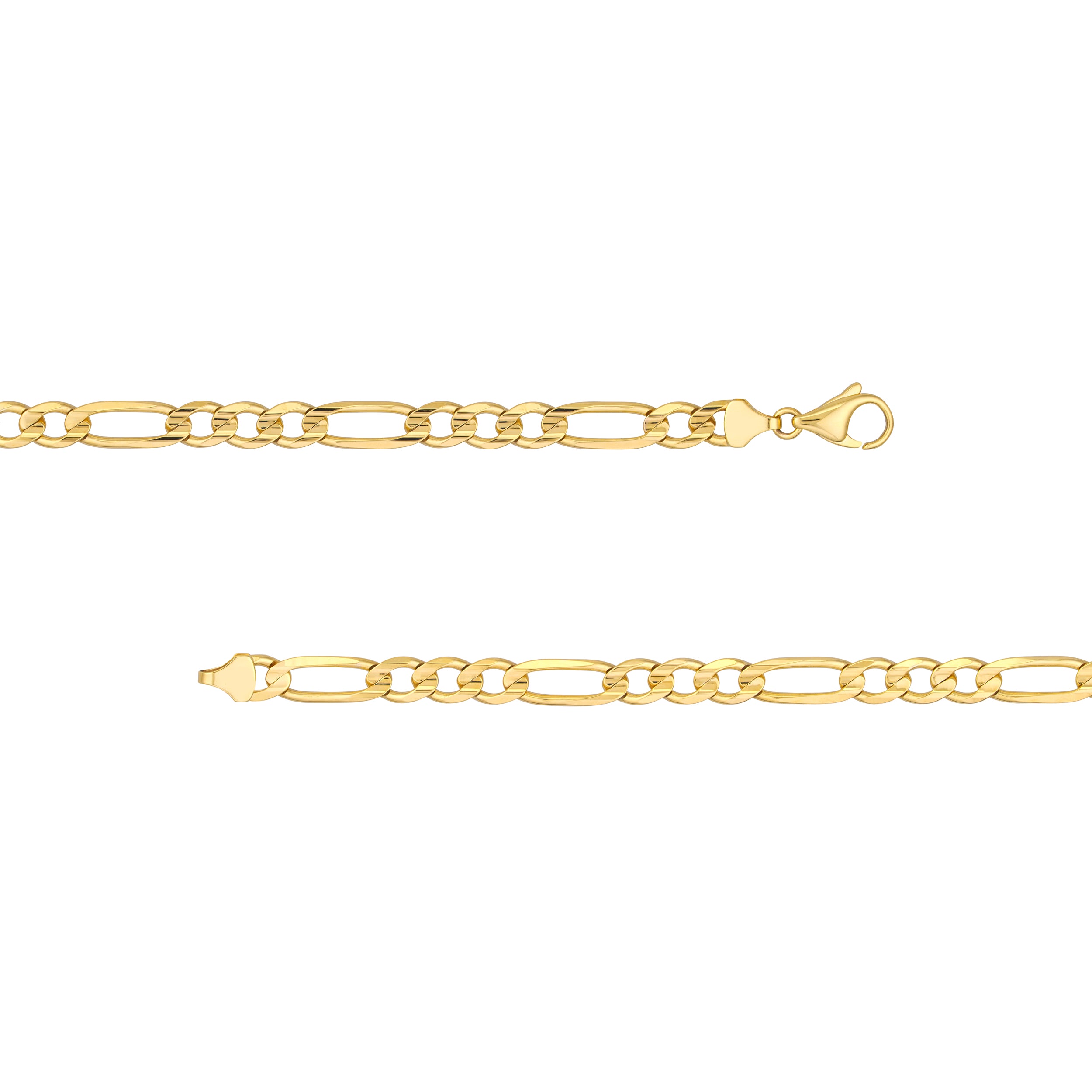8.5" 7.3MM CONCAVE FIGARO CHAIN BRACELET | 10K YELLOW GOLD | MZ002990-10Y - Brownlee Jewelers