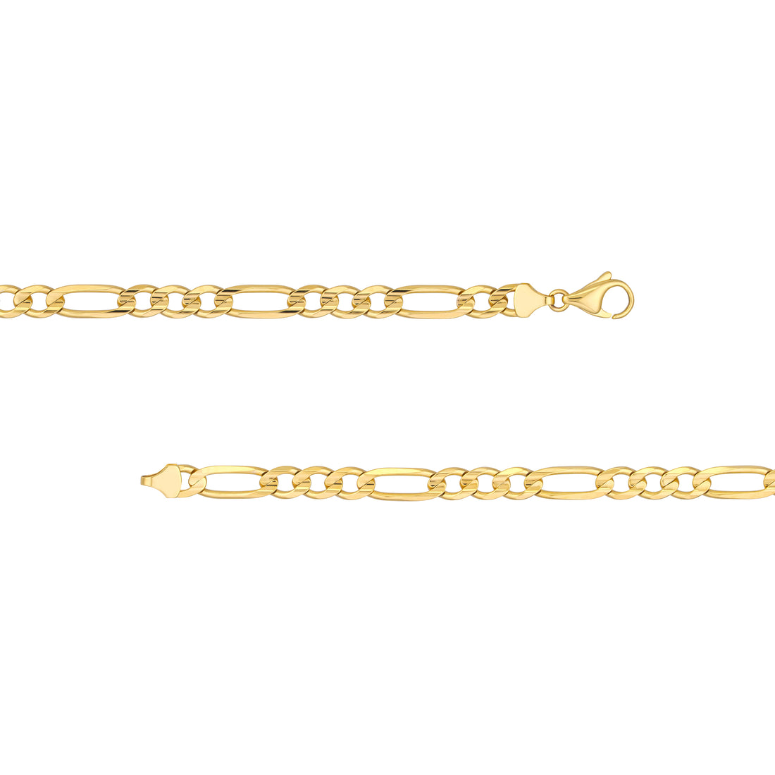 8.5" 7.3MM CONCAVE FIGARO CHAIN BRACELET | 10K YELLOW GOLD | MZ002990-10Y - Brownlee Jewelers