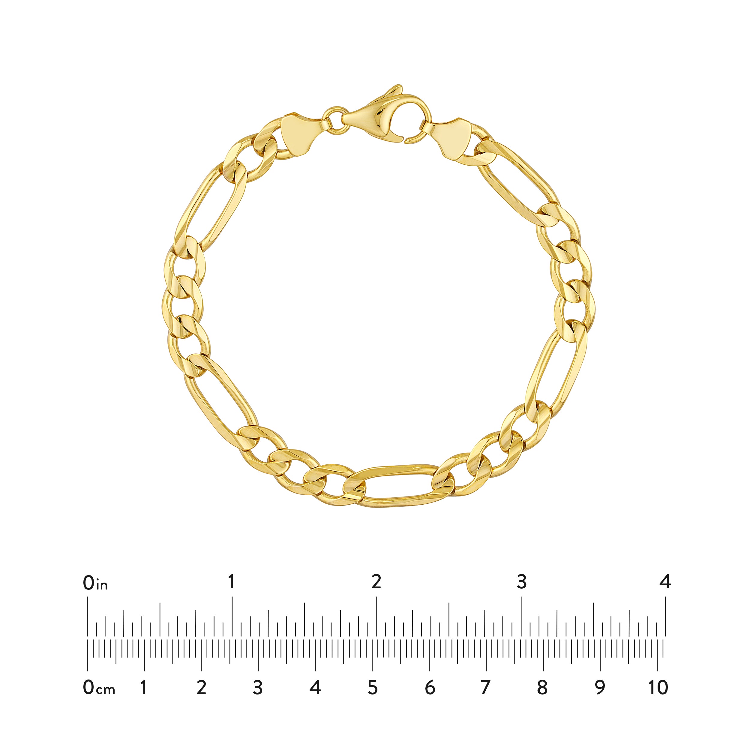 8.5" 7.3MM CONCAVE FIGARO CHAIN BRACELET | 10K YELLOW GOLD | MZ002990-10Y - Brownlee Jewelers
