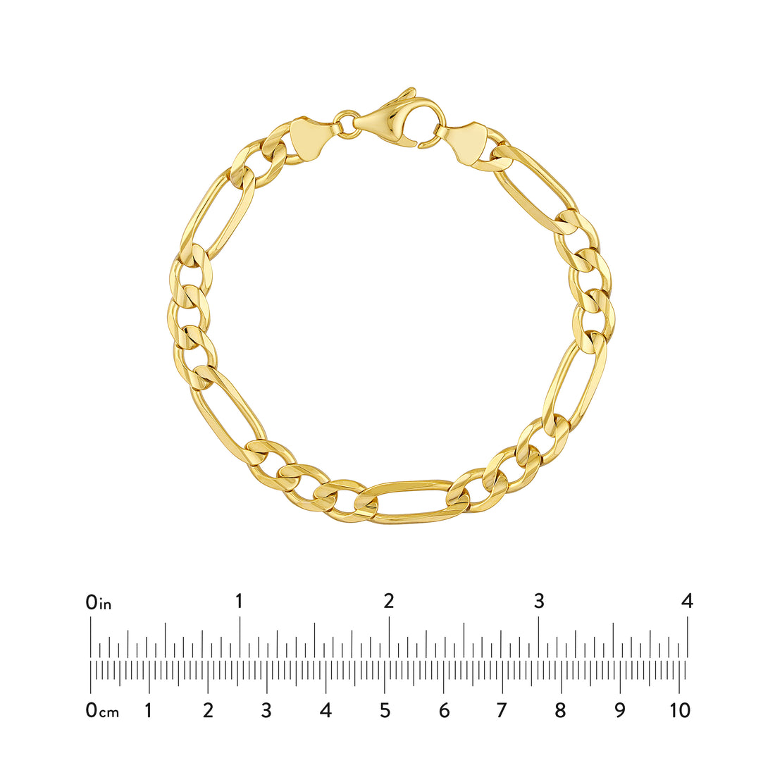 8.5" 7.3MM CONCAVE FIGARO CHAIN BRACELET | 10K YELLOW GOLD | MZ002990-10Y - Brownlee Jewelers