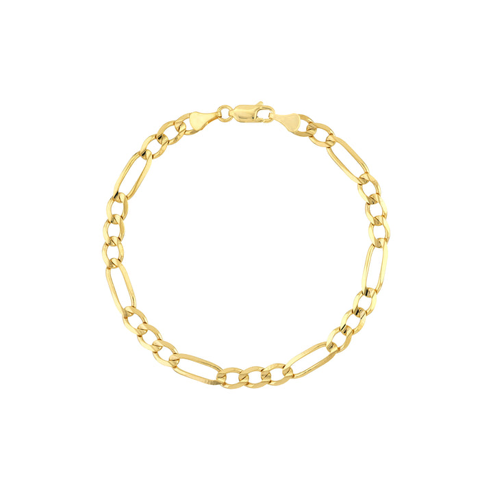 8" 5.8MM CONCAVE FIGARO CHAIN BRACELET | 10K YELLOW GOLD | MZ002992-10Y - Brownlee Jewelers