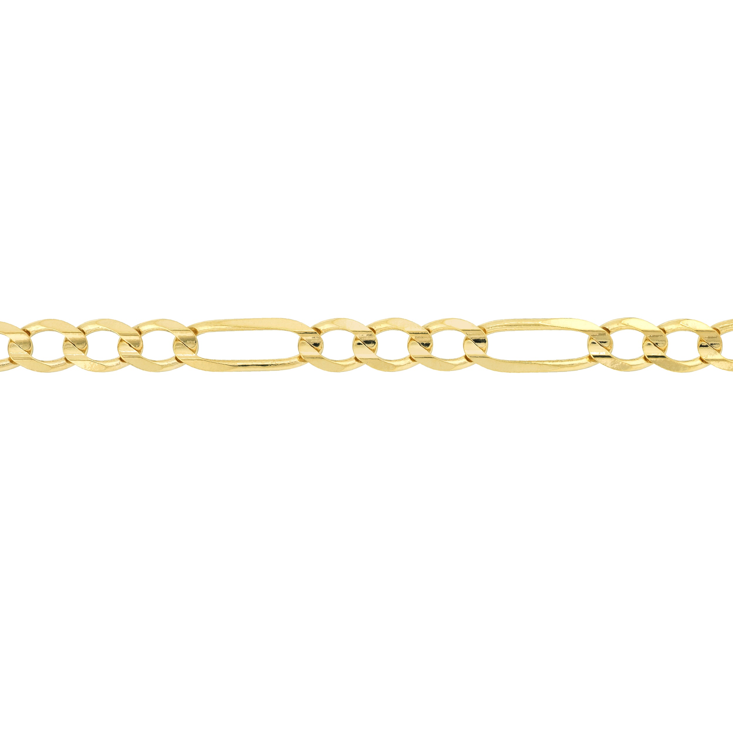 8" 5.8MM CONCAVE FIGARO CHAIN BRACELET | 10K YELLOW GOLD | MZ002992-10Y - Brownlee Jewelers