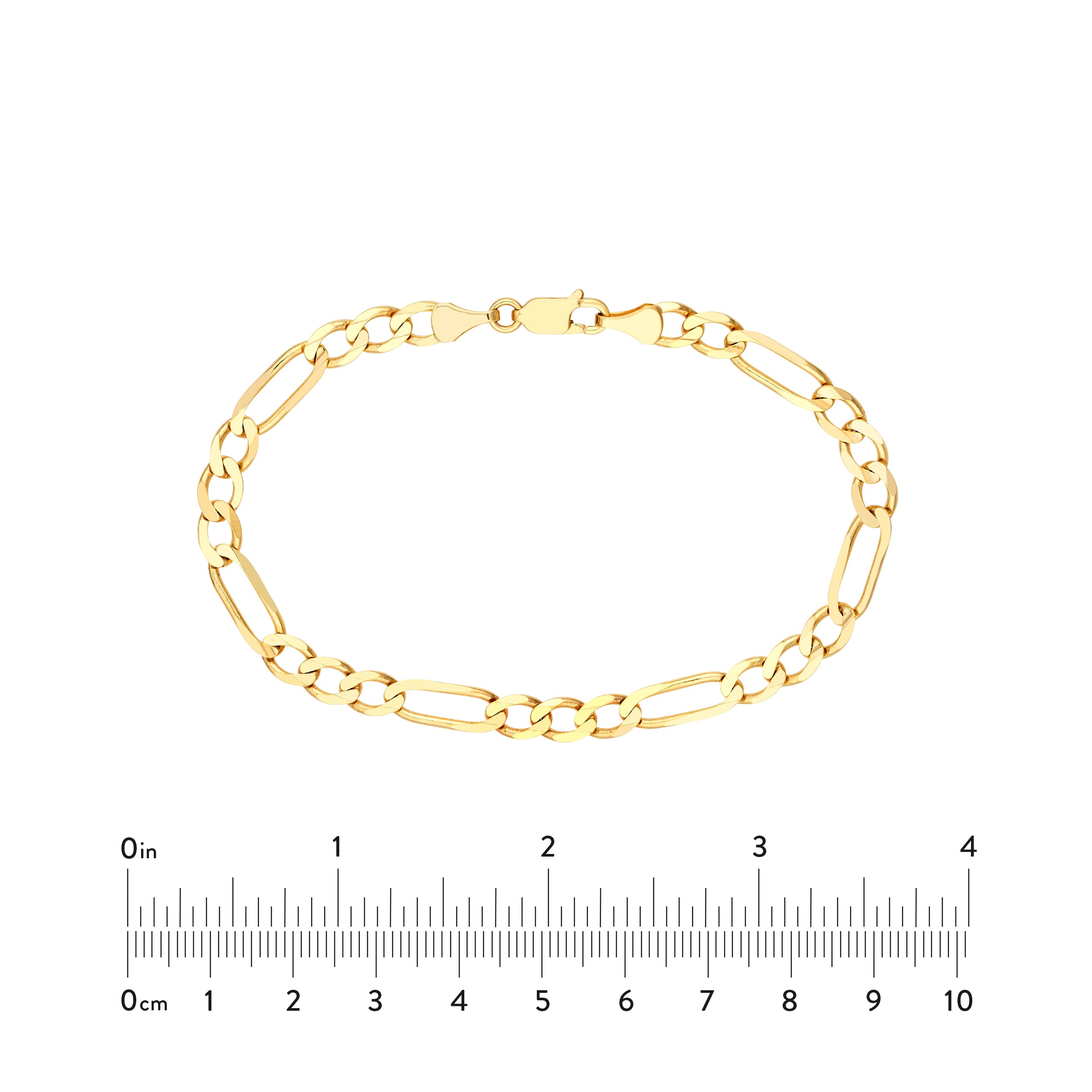 8" 5.8MM CONCAVE FIGARO CHAIN BRACELET | 10K YELLOW GOLD | MZ002992-10Y - Brownlee Jewelers