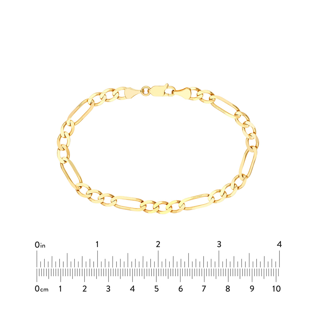 8" 5.8MM CONCAVE FIGARO CHAIN BRACELET | 10K YELLOW GOLD | MZ002992-10Y - Brownlee Jewelers