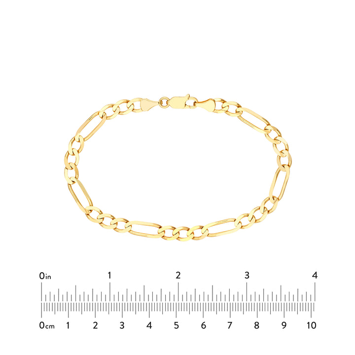 8" 5.8MM CONCAVE FIGARO CHAIN BRACELET | 10K YELLOW GOLD | MZ002992-10Y - Brownlee Jewelers