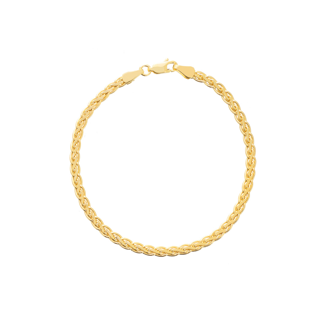 7.5" 3.7MM FLAT HOLLOW WHEAT CHAIN BRACELET | 14K YELLOW GOLD | MZ003420-14Y - Brownlee Jewelers