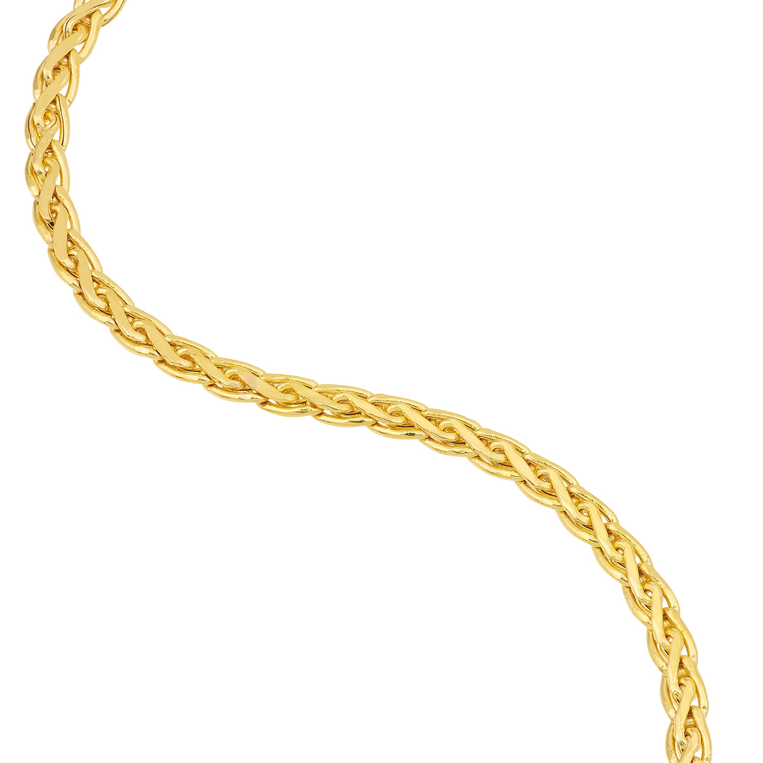 7.5" 3.7MM FLAT HOLLOW WHEAT CHAIN BRACELET | 14K YELLOW GOLD | MZ003420-14Y - Brownlee Jewelers