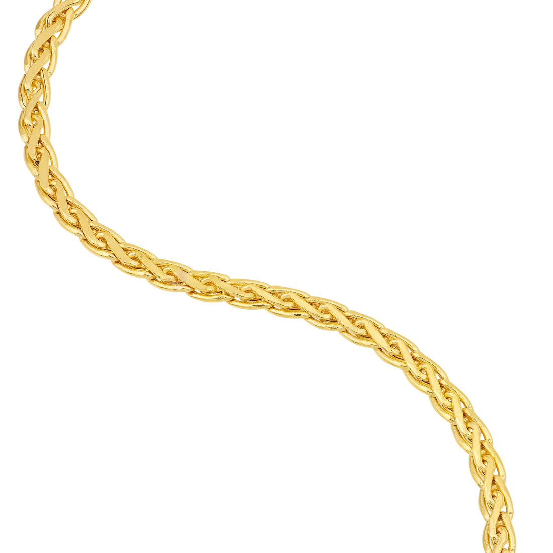 7.5" 3.7MM FLAT HOLLOW WHEAT CHAIN BRACELET | 14K YELLOW GOLD | MZ003420-14Y - Brownlee Jewelers