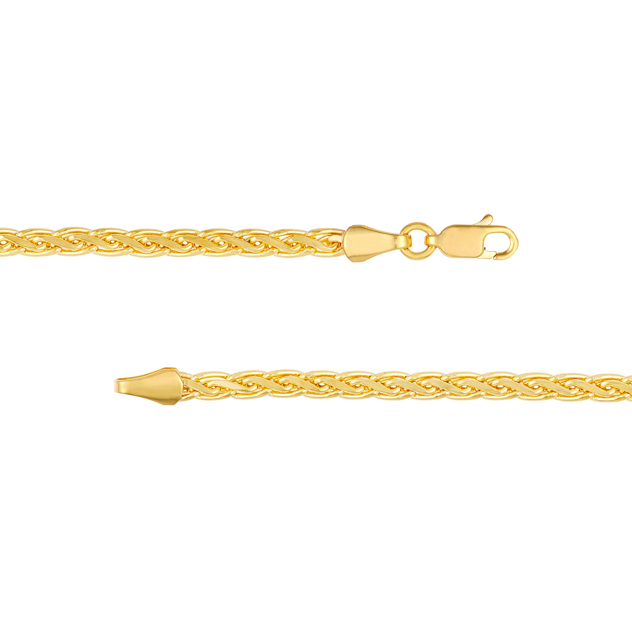 7.5" 3.7MM FLAT HOLLOW WHEAT CHAIN BRACELET | 14K YELLOW GOLD | MZ003420-14Y - Brownlee Jewelers