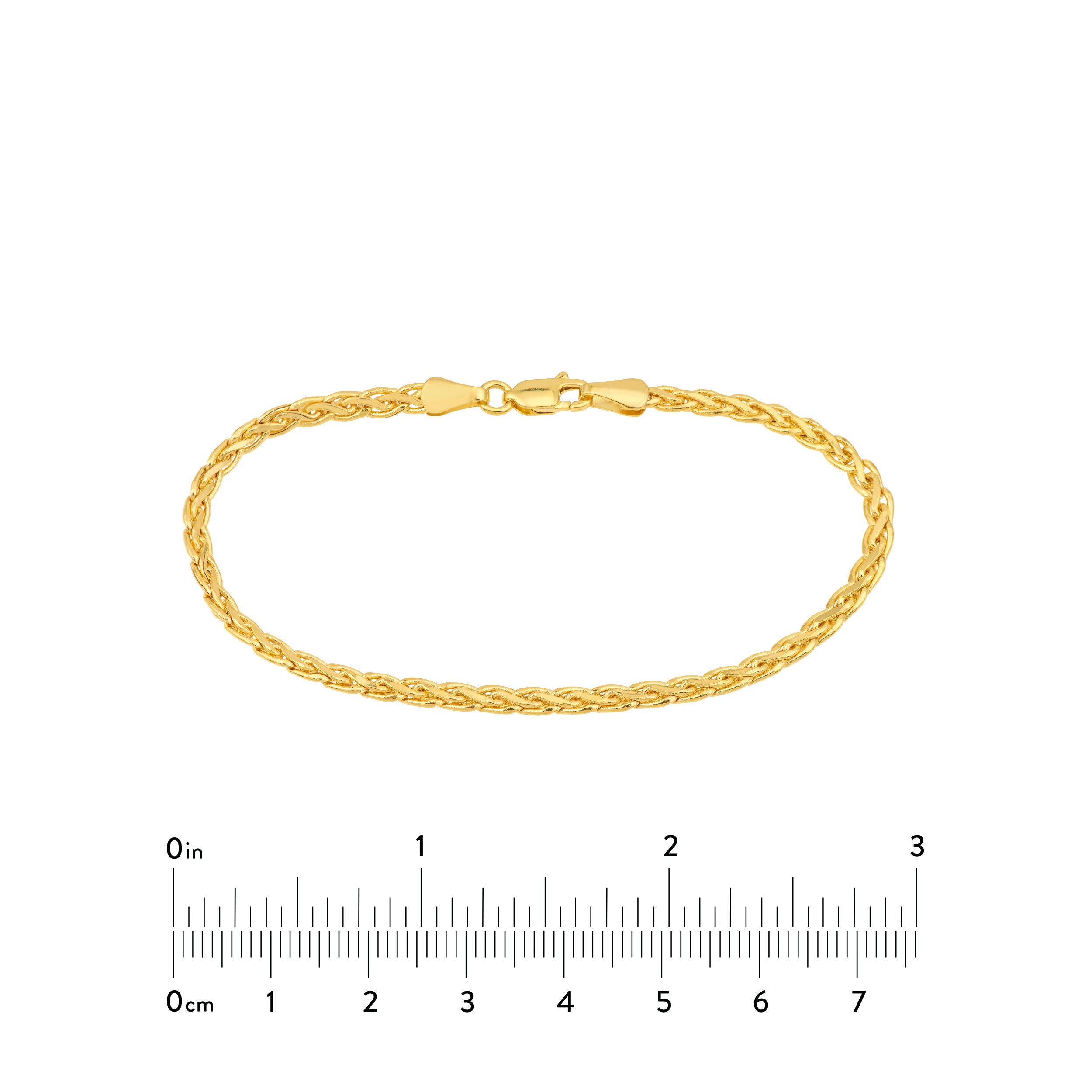 7.5" 3.7MM FLAT HOLLOW WHEAT CHAIN BRACELET | 14K YELLOW GOLD | MZ003420-14Y - Brownlee Jewelers