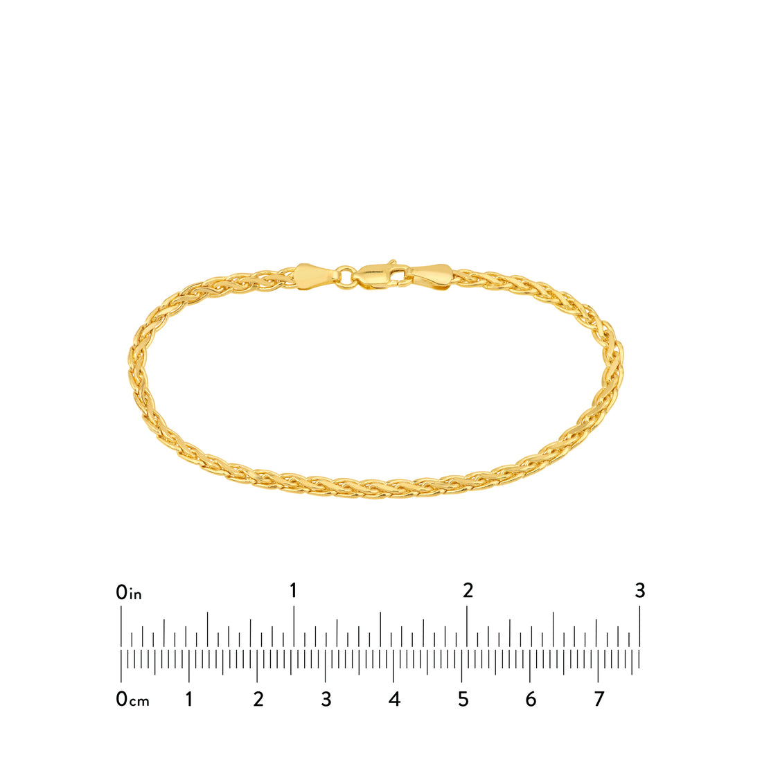 7.5" 3.7MM FLAT HOLLOW WHEAT CHAIN BRACELET | 14K YELLOW GOLD | MZ003420-14Y - Brownlee Jewelers