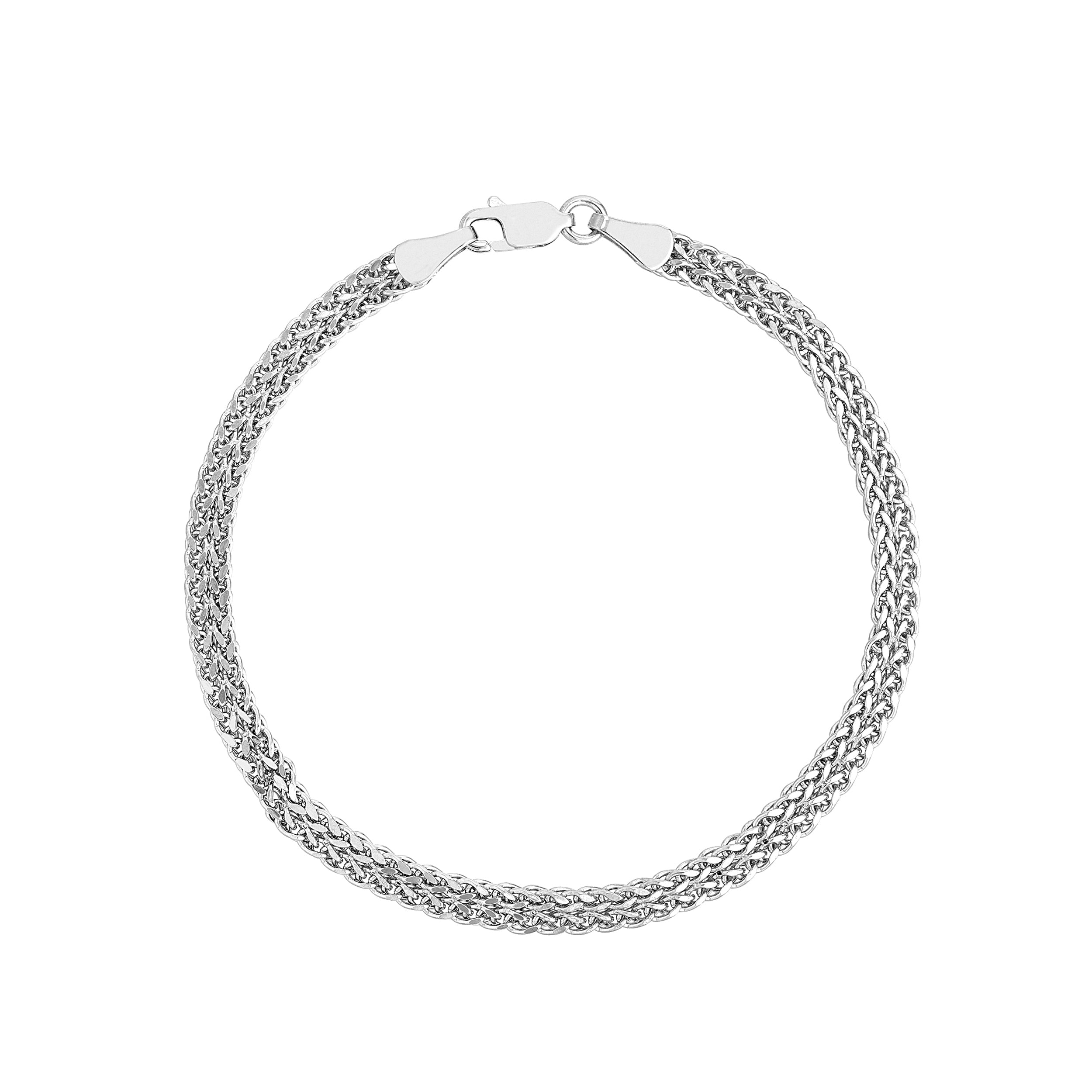 7.5" HOLLOW WHEAT CHAIN BRACELET | 14K WHITE GOLD | MZ005434-14B - Brownlee Jewelers