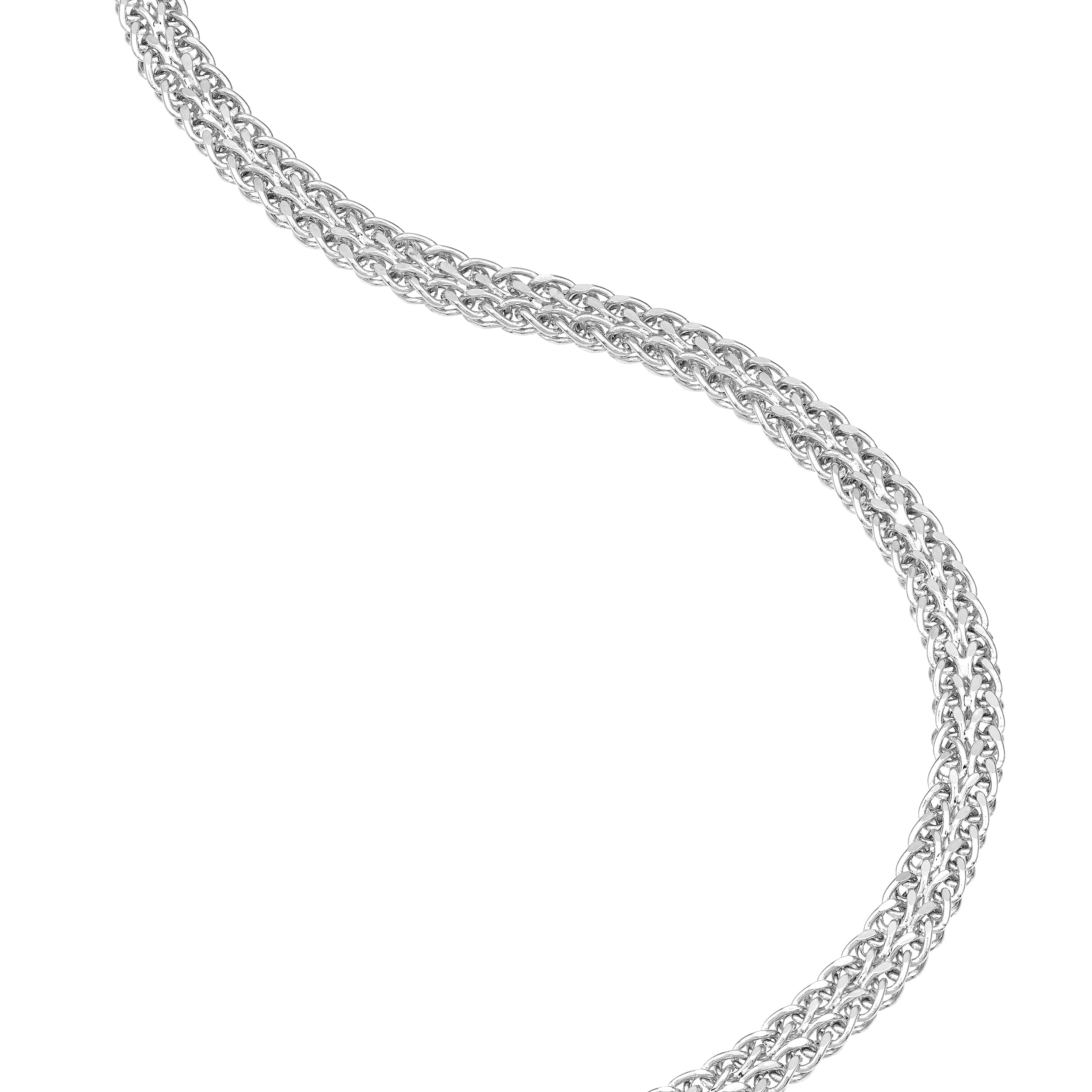 7.5" HOLLOW WHEAT CHAIN BRACELET | 14K WHITE GOLD | MZ005434-14B - Brownlee Jewelers