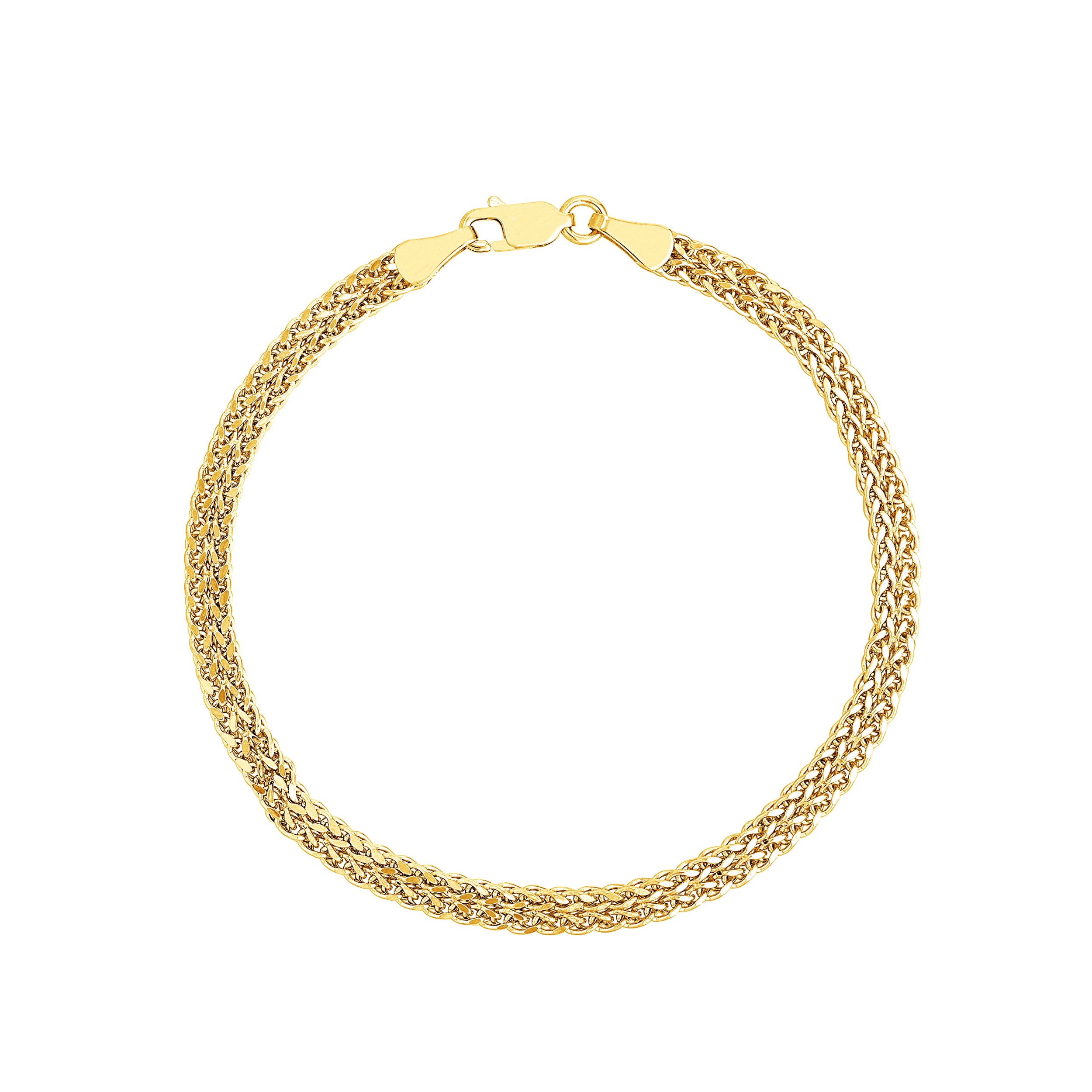7.5" HOLLOW WHEAT CHAIN BRACELET | 10K YELLOW GOLD | MZ005434-10Y - Brownlee Jewelers
