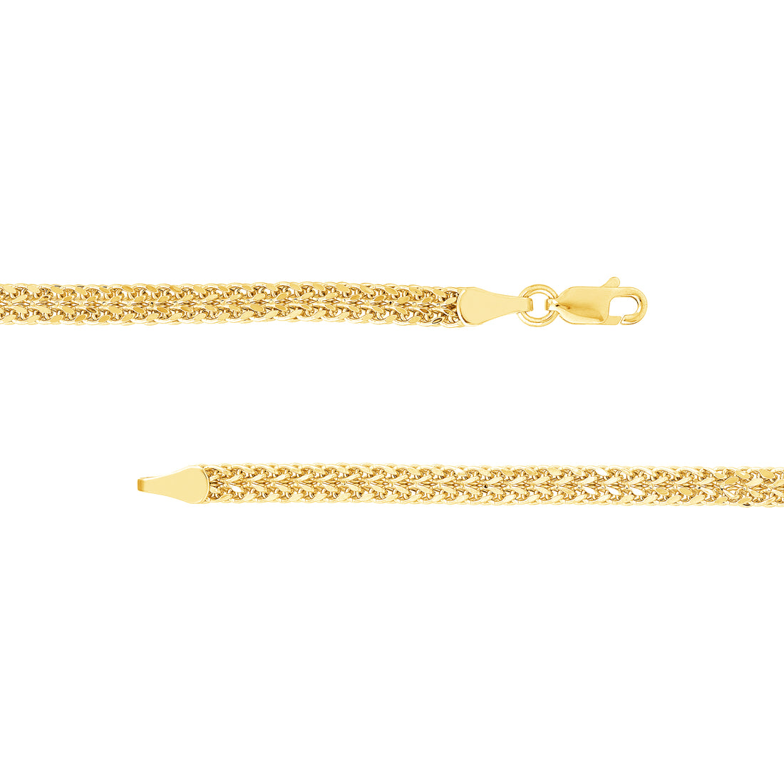 7.5" HOLLOW WHEAT CHAIN BRACELET | 14K YELLOW GOLD | MZ005434-14Y - Brownlee Jewelers
