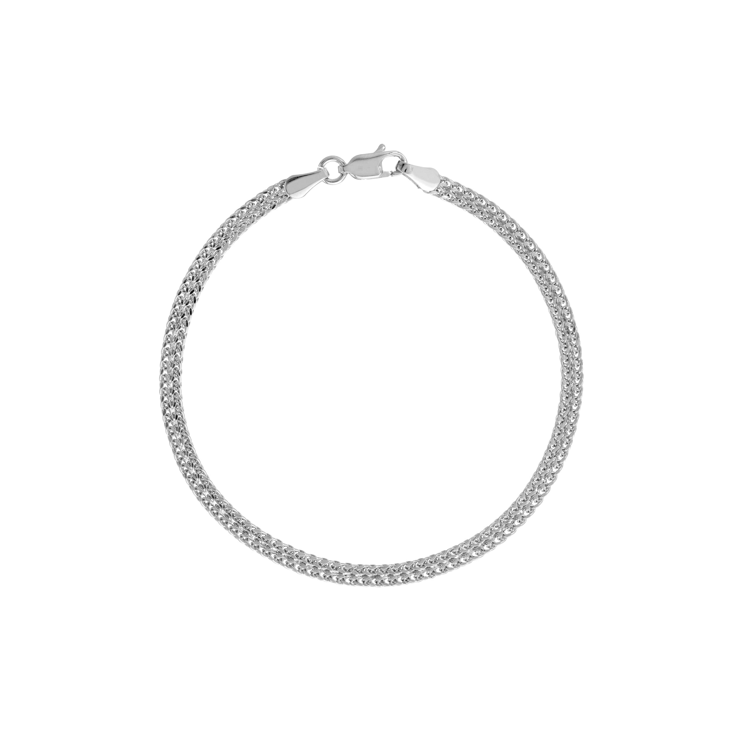 7.5" HOLLOW WHEAT CHAIN BRACELET | 14K WHITE GOLD | MZ005494-14B - Brownlee Jewelers