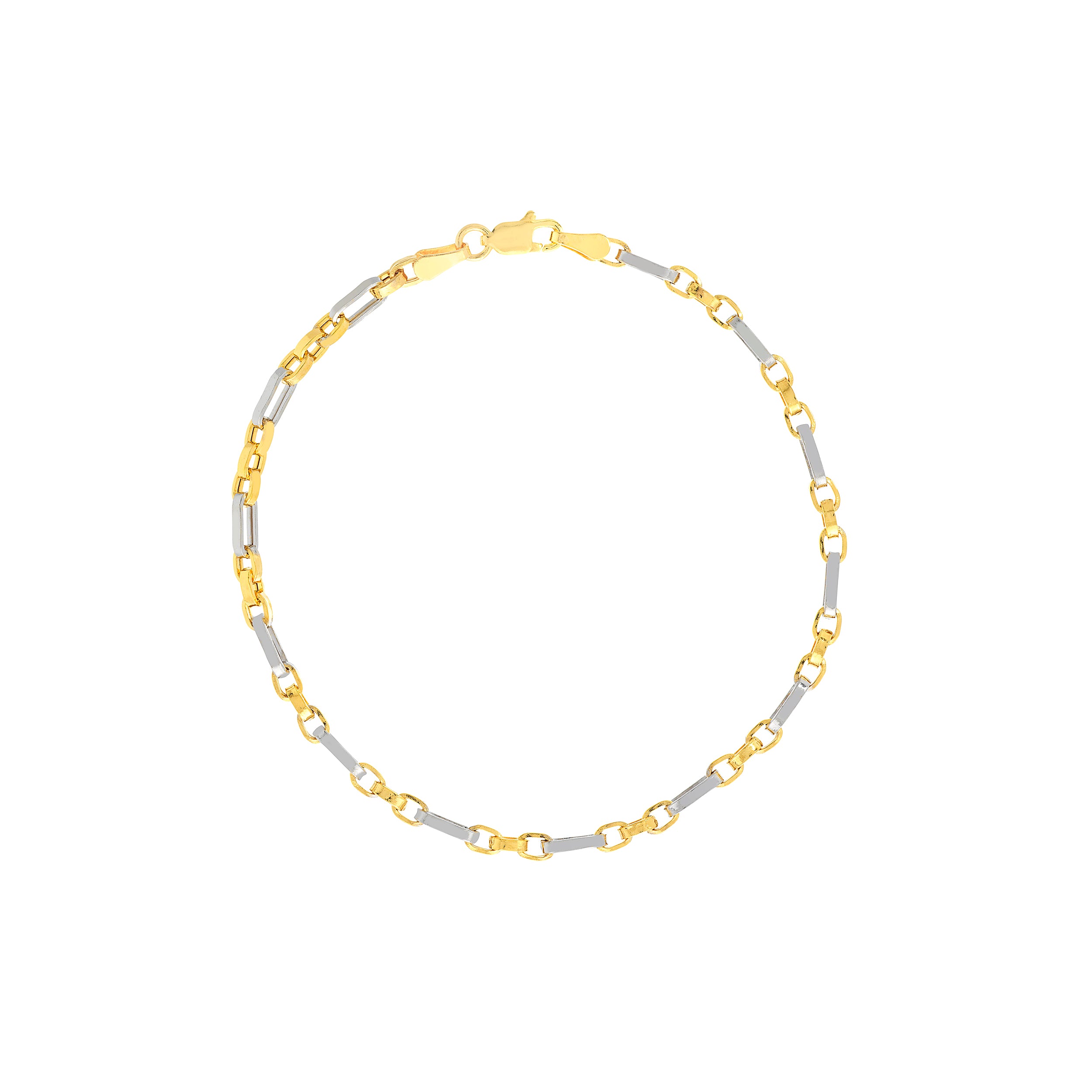 7.25" 3.1MM HOLLOW ROLO CHAIN BRACELET | 14K TWO-TONE GOLD | MZ005654-14YB - Brownlee Jewelers